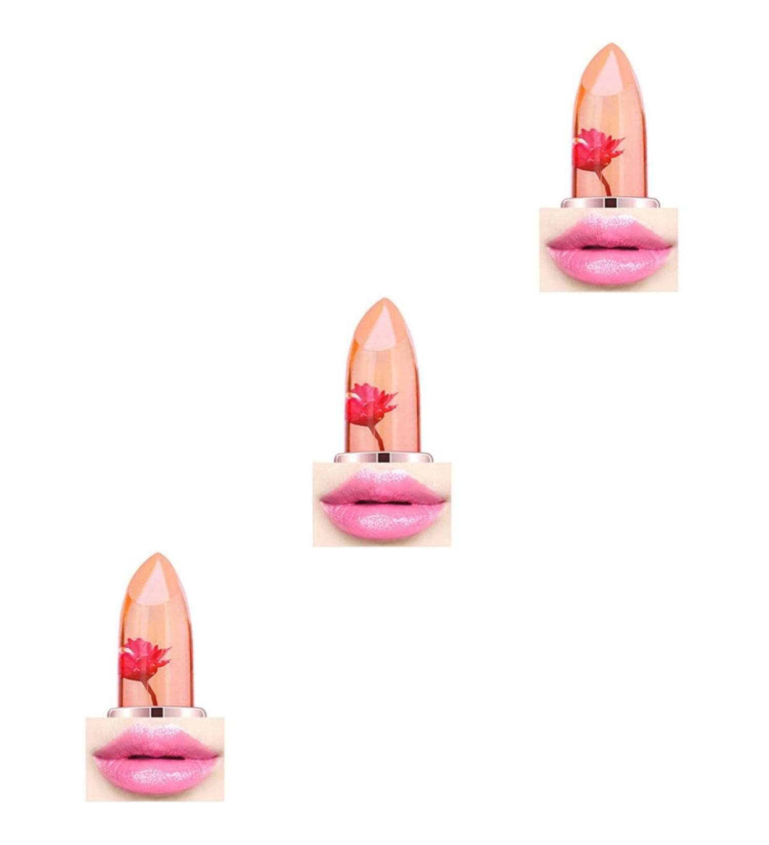 FRCOLOR 3Pcs Jelly Lip Stick Flower Lipstick Moisturizing Cream Lipstick Lip Gloss mediumx3pcs as shown x 3pcs - Buy Online on GoSupps.com