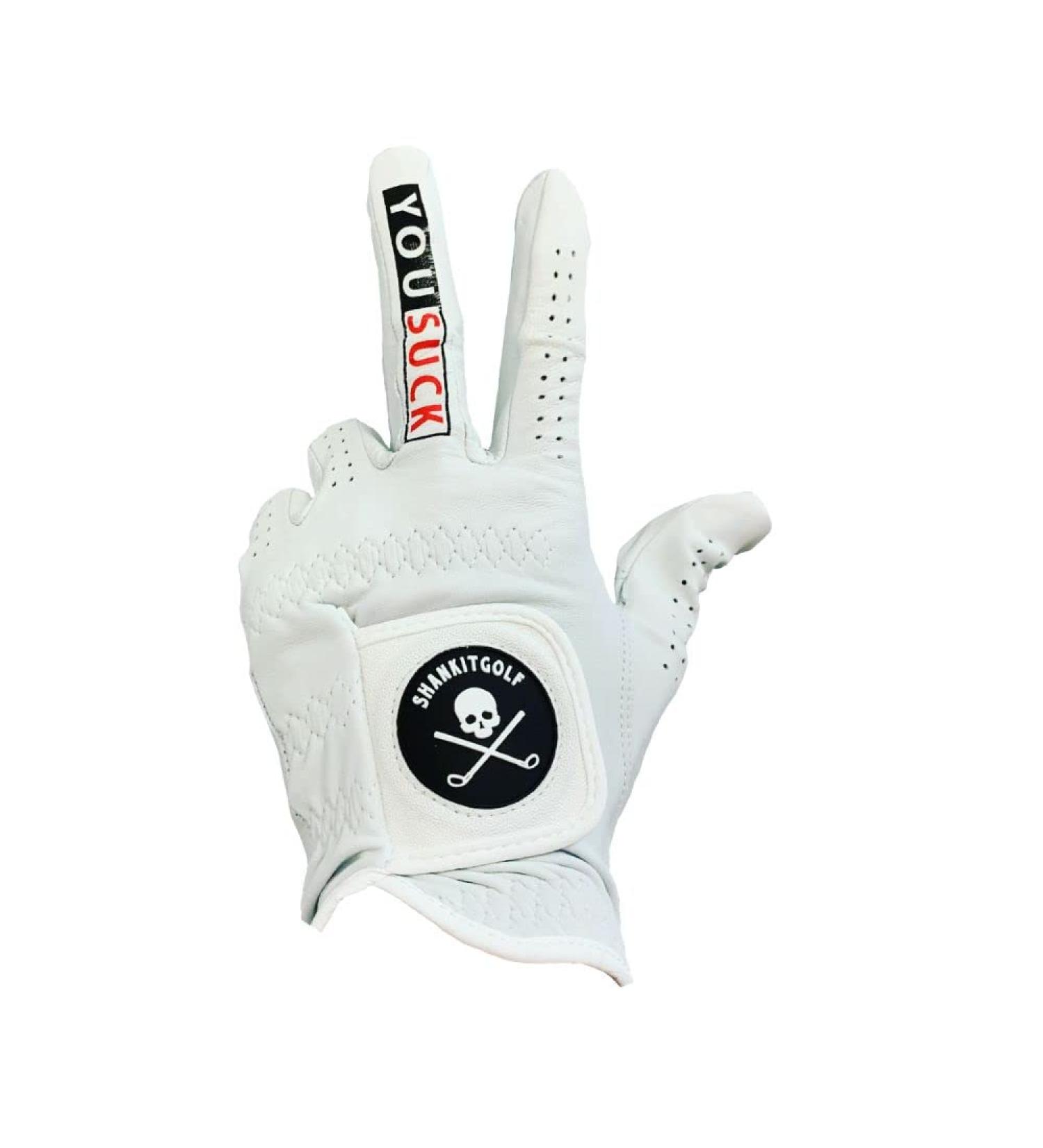 SHANKITGOLF You Suck Funny Golf Glove - Cabretta Leather Compression-Fit for Men & Women - Breathable, Stable Grip - Golf Gift (Large, Left Hand) - Buy Online on GoSupps.com
