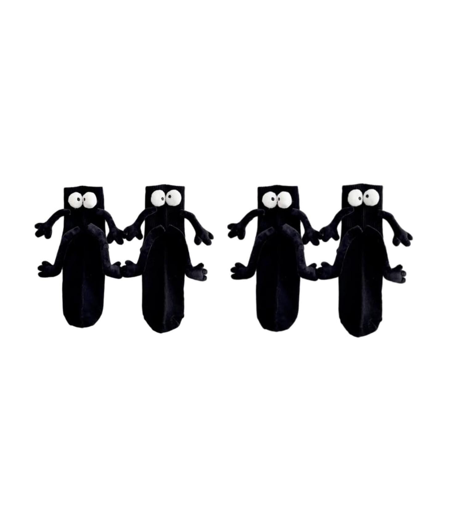 Novelty Magnetic-Holding Couple Socks - Funny 3D Doll Design for Men & Women - 2 Pairs Black - Buy Online on GoSupps.com