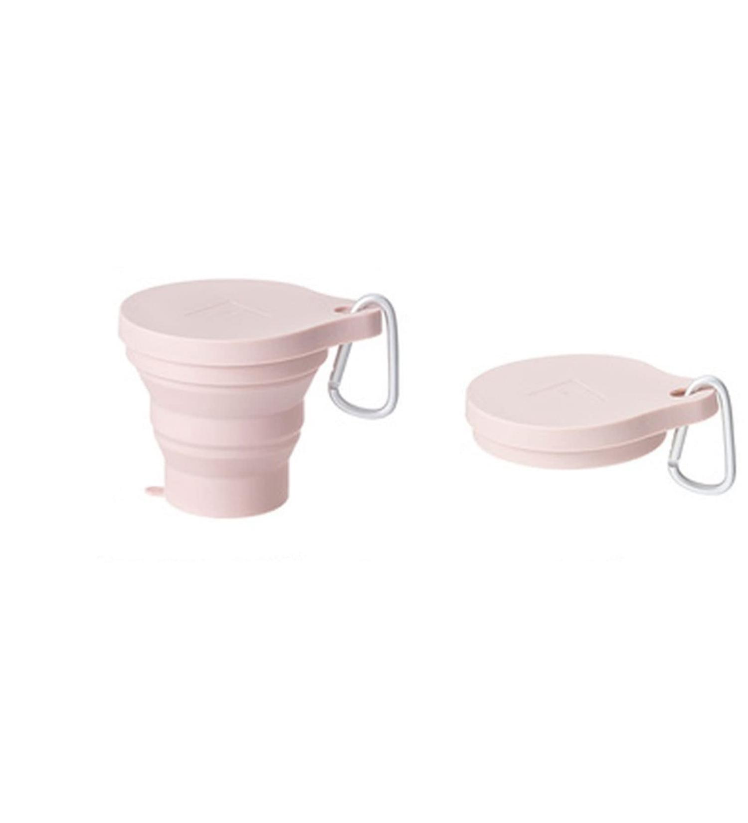 Digjobk Pink Collapsible Toothbrush Mug | Retractable Silicone Travel Cup | Portable Mini Tea & Coffee Cup with Lid - Buy Online on GoSupps.com