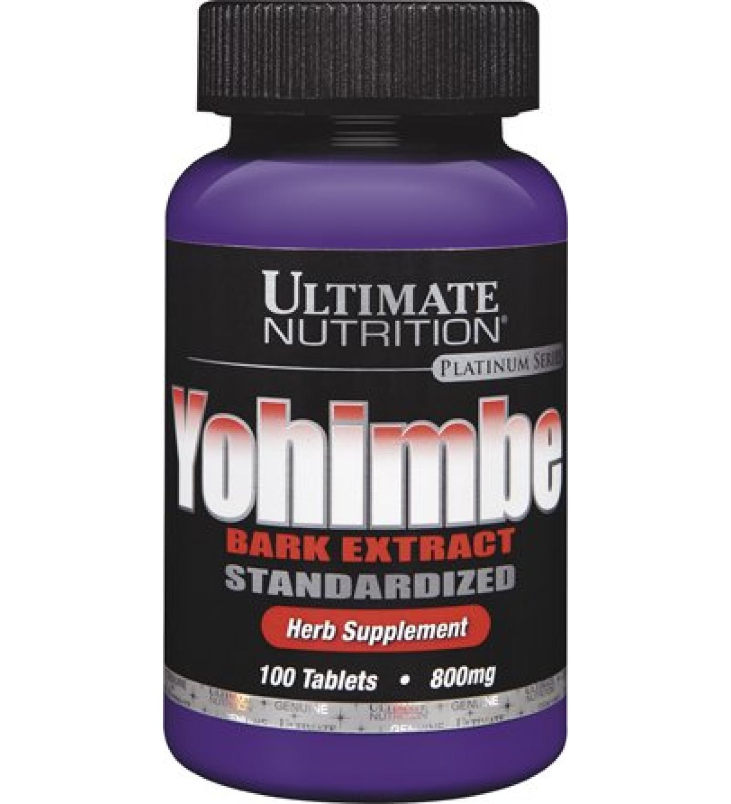 Ultimate Nutrition Yohimbe Bark Extract Tablets, Standardized, 800 mg, 100-Count Bottles