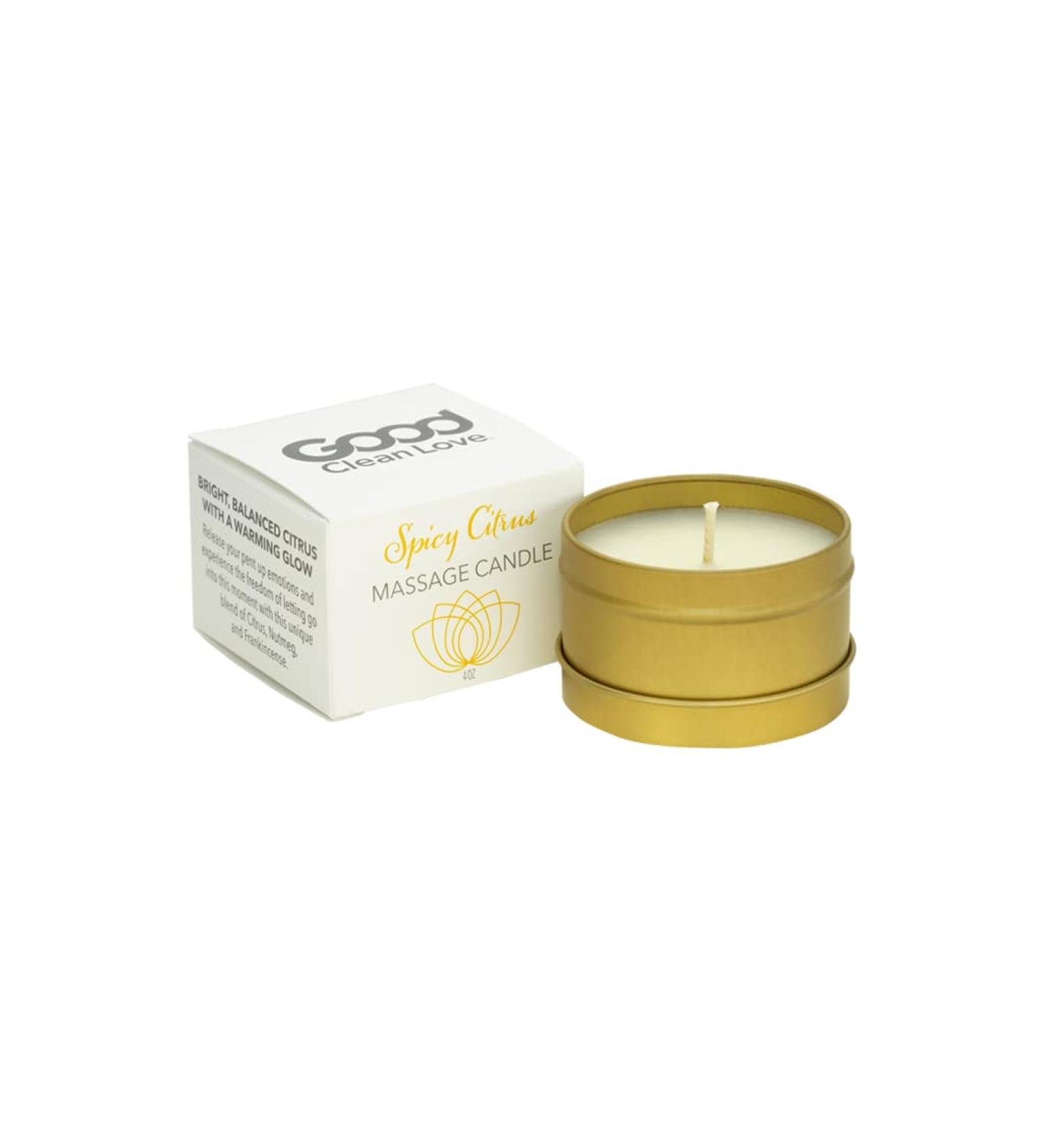 Good Clean Love Spicy Citrus Massage Candle - 100% Natural Aromatic Oil Exotic Citrus Scent - Perfect for Intimate Moments - 4 Oz - Buy Online on GoSupps.com
