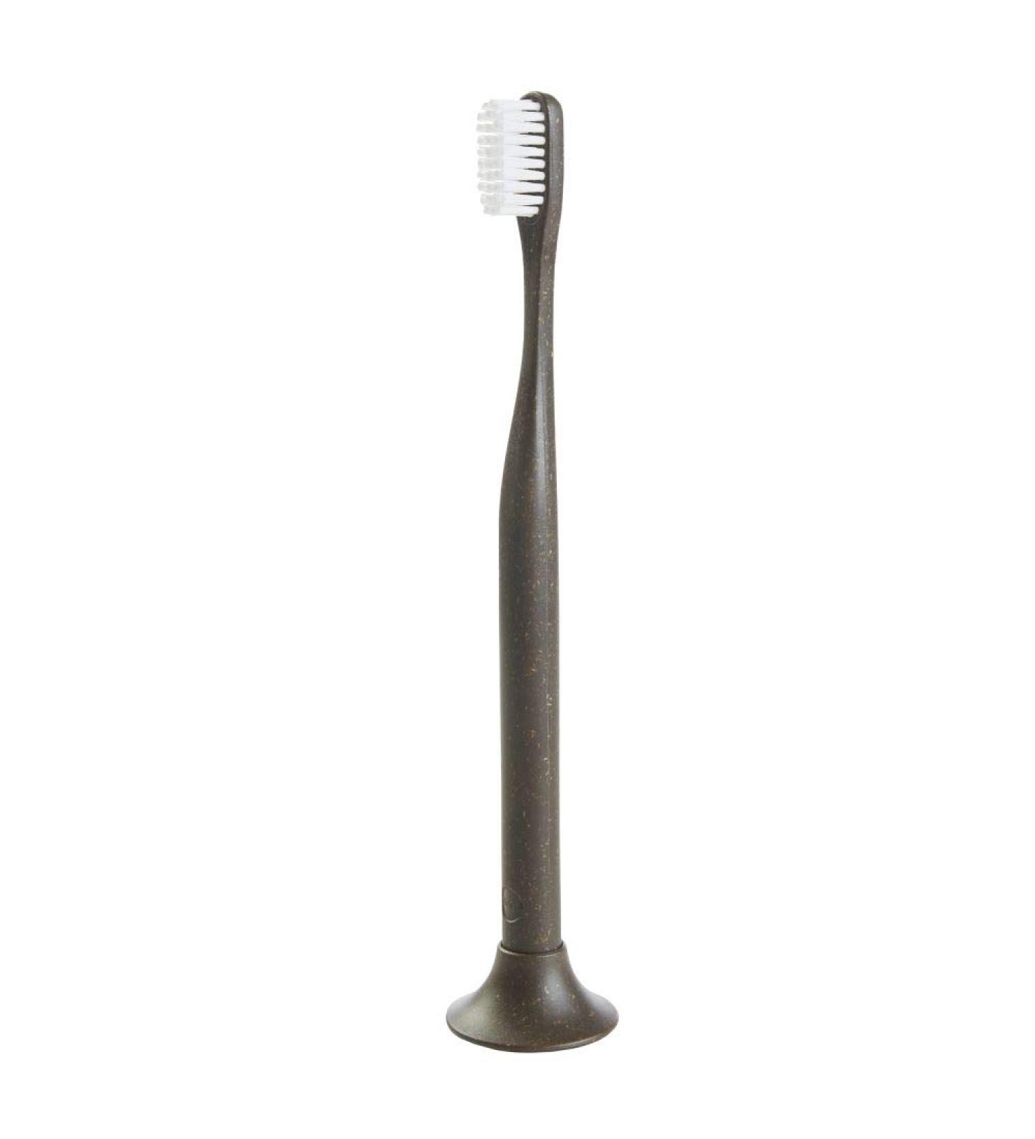 Compostable Toothbrush with Soft Nylon Bristles - Eco-Friendly Coffee Brown | Sustainable Oral Care - Buy Online on GoSupps.com