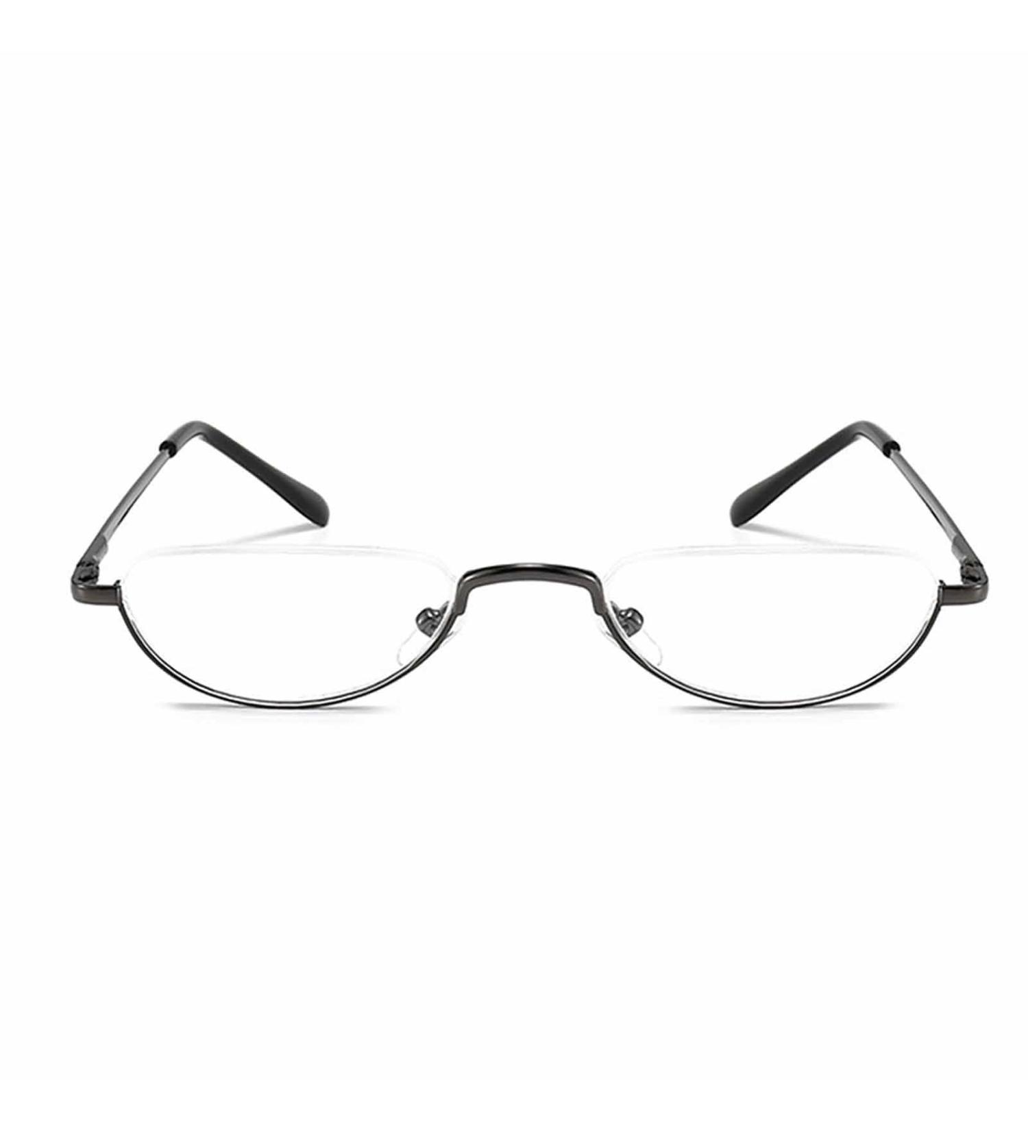 BILIZA Half Frame Metal Reading Glasses for Men & Women - Blue Light Blocking 1.5X Gray Computer Readers - Buy Online on GoSupps.com