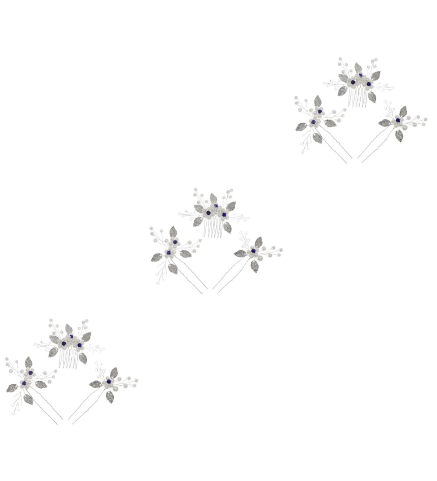 Angoily 3 Sets Bridal Wedding Comb Prom Hair Accessories Pearl Hair Comb Leaf Hair Comb Floral Headpiece Bride Headpiece Hair Insert Comb Hair Clips Beautiful Women's Hairpin Zinc Alloy - Buy Online on GoSupps.com