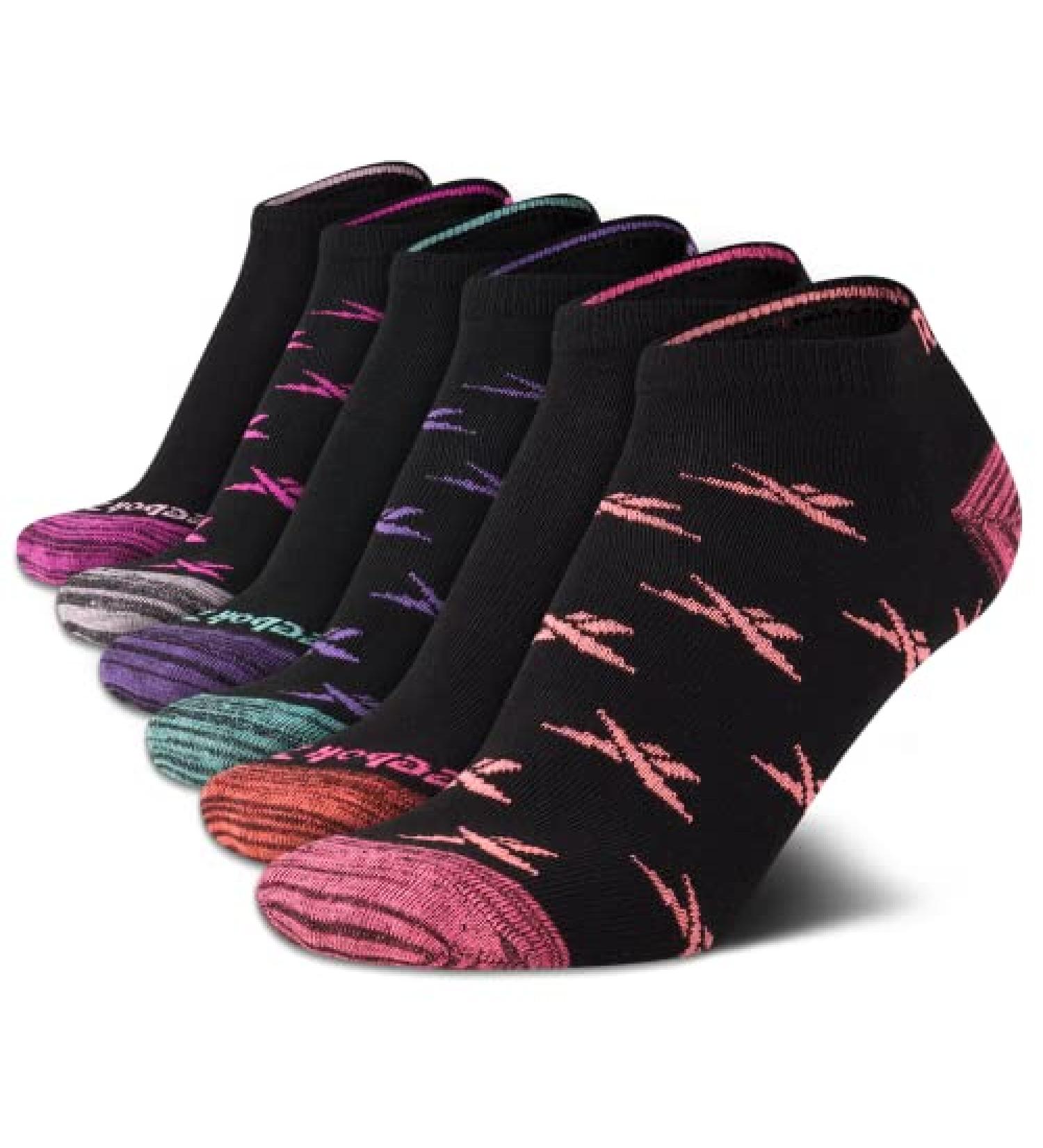 Reebok Girls' Lightweight Comfort Athletic Low Cut Socks (6 Pack) - Black Logo | Size Medium - Buy Online on GoSupps.com