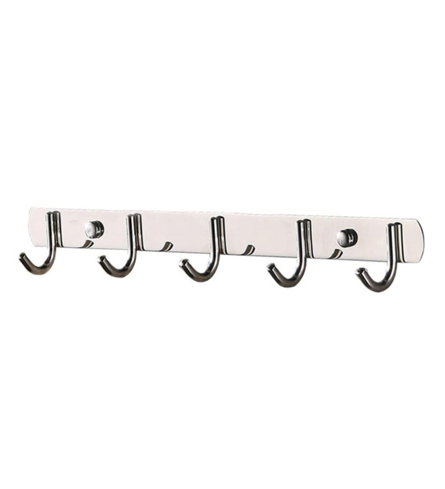 Alipis 5 Wall Hanging Hooks Kitchen Hooks Pegs Wall Clothes Hangers Stainless Steel Door Frame medium Silver - Buy Online on GoSupps.com