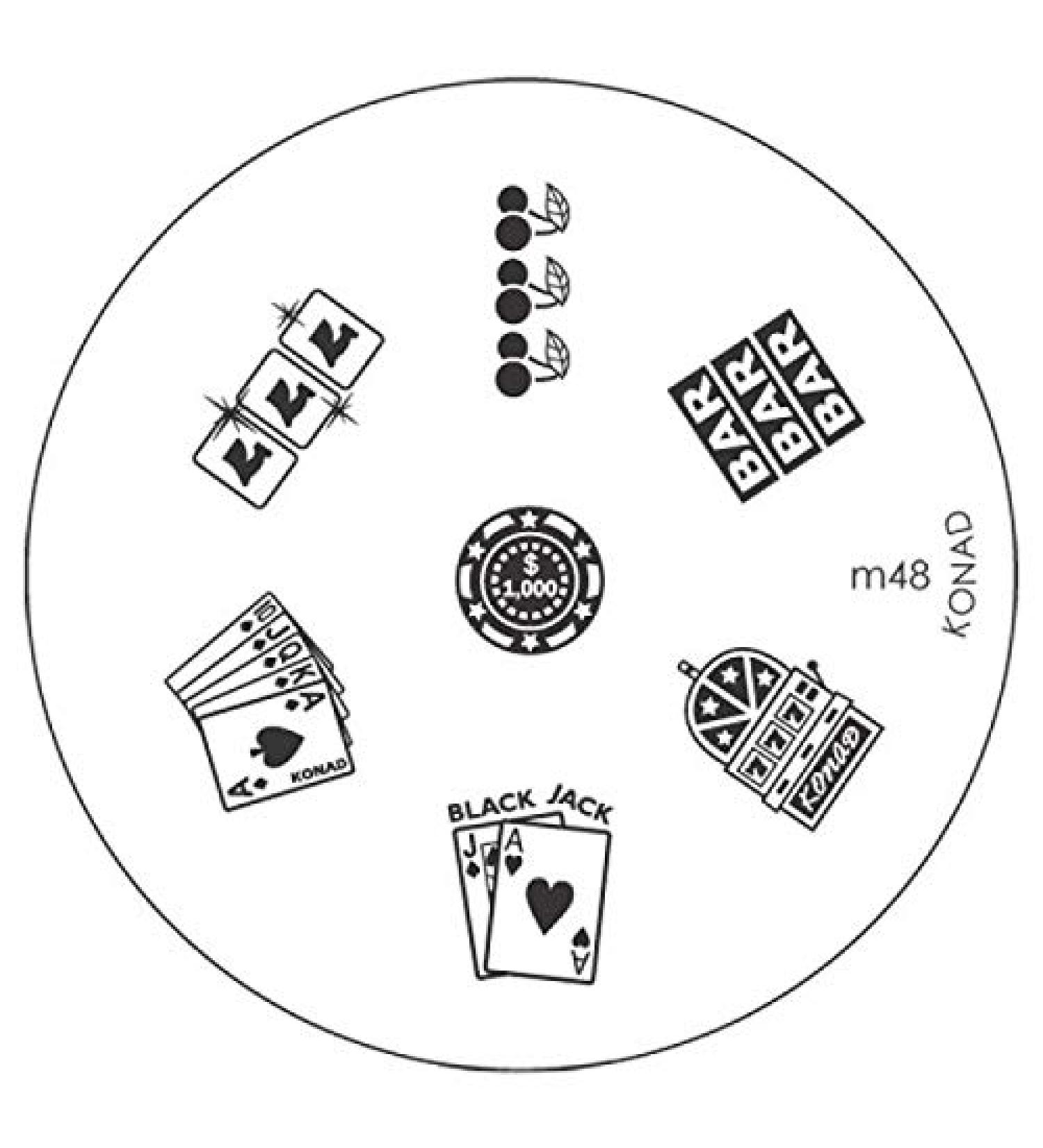 Stamping stencil m48 CARDS GAME HEART CASINO CHERRIES by KONAD - CUTE NAILS
