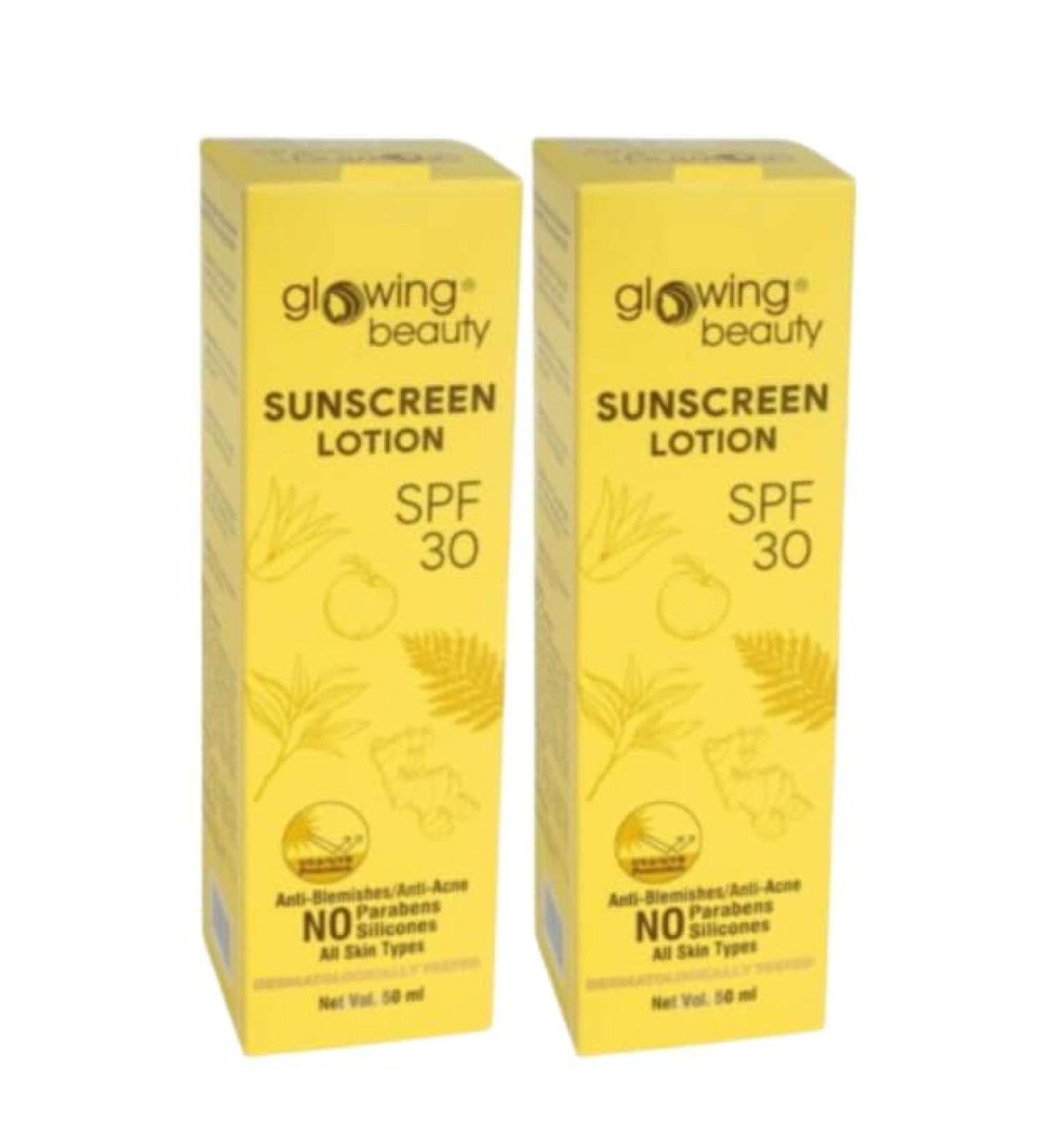 3.38Fl Oz / 100Ml Glowing Beauty Sunscreen Lotion SPF 30 - Pack of 2