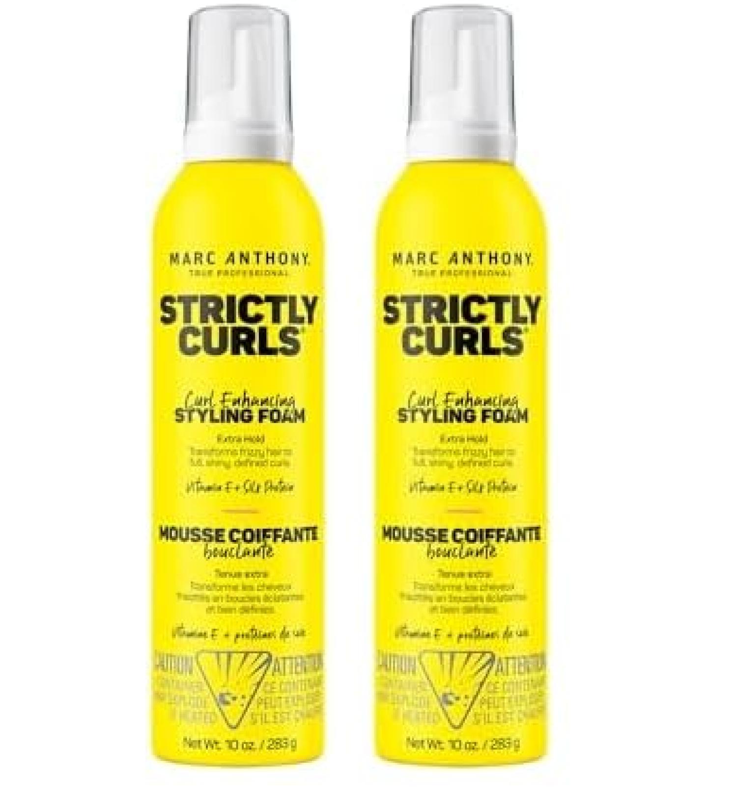 Marc Anthony Strictly Curl Enhancing Styling Foam Extra Hold - Vitamin E & Silk Proteins Transforms Frizzy Hair to Full Shiny Defined Curls - Sulfate-Free Anti-Frizz Mousse Product (Pack of 2) 10 Ounce (Pack of 2) - Buy Online on GoSupps.com