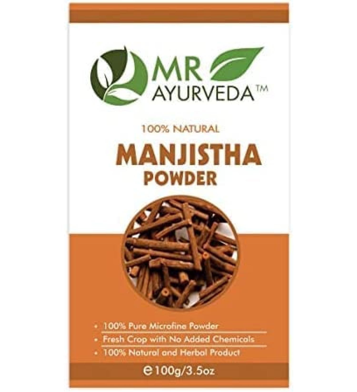 SHN MR Ayurveda 100% Pure Manjistha Powder | Manjistha Powder Organic | Manjistha Powder for Skin | Manjistha Powder for Hair | Manjistha Powder for Face | No Added Chemicals 100 Grams