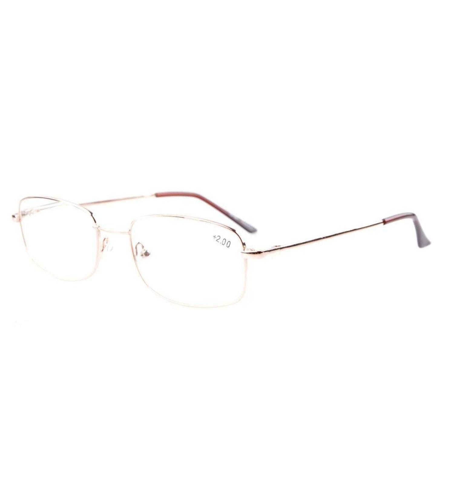 Eyekepper Bridge-Flex Memory Titanium Reading Glasses for Men & Women - Gold +1.5 Spring Hinges International Shipping - Buy Online on GoSupps.com