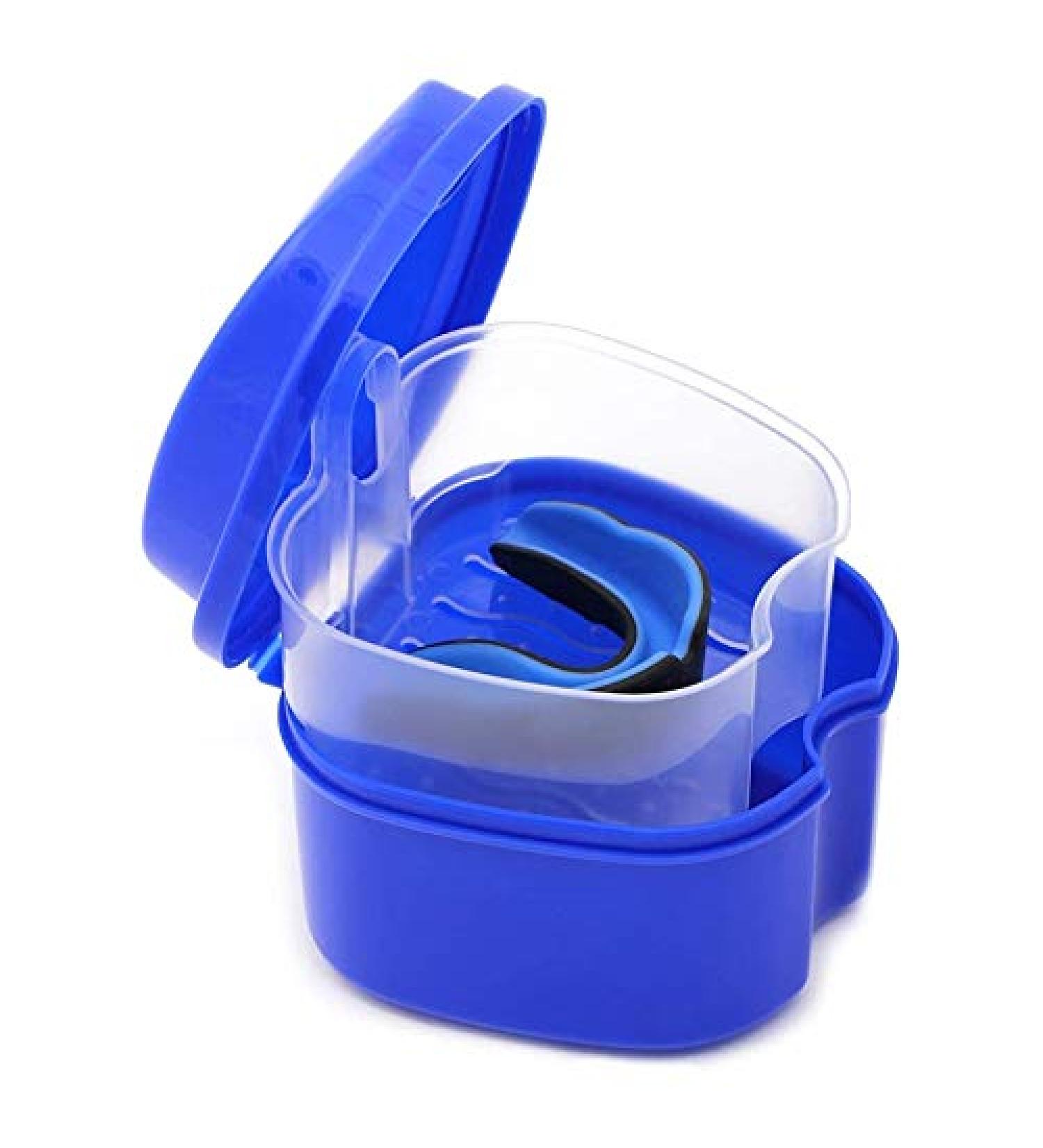 Buddenuu Dark Blue Prosthesis Case & Bath Box - Storage for False Teeth with Sieve & Basket for Travel - Buy Online on GoSupps.com