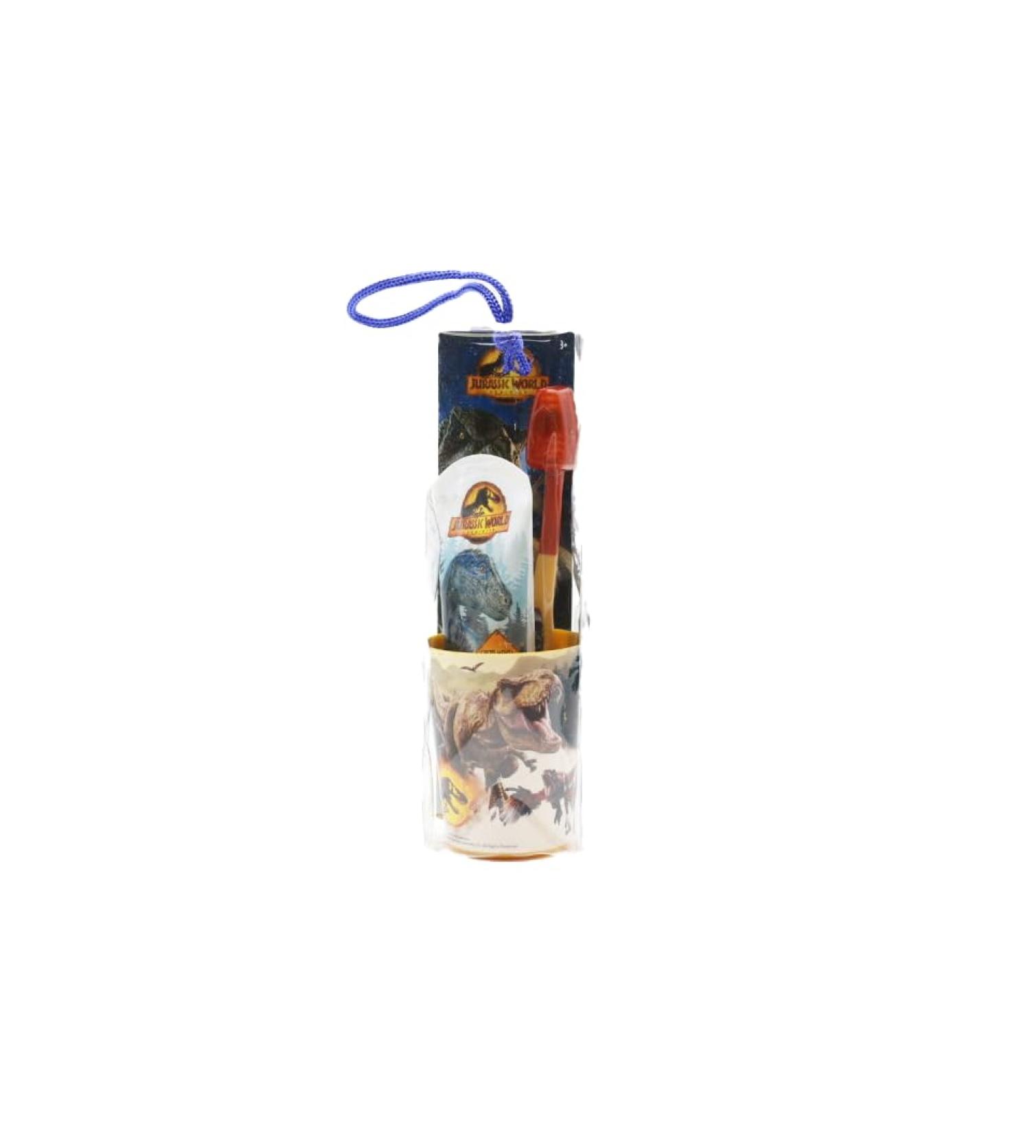 Mr. White Jurassic World Travel-Friendly Beutel Set for Kids | Toothbrush Suction Cup Mint Toothpaste & Cup | Perfect for Global Shipping - Buy Online on GoSupps.com