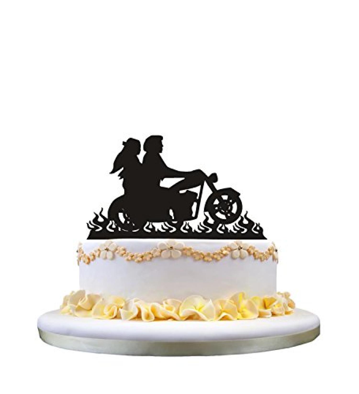 Motorcycle Wedding Cake Topper- Bride and Groom Cake Topper Perfect for Wedding Decor
