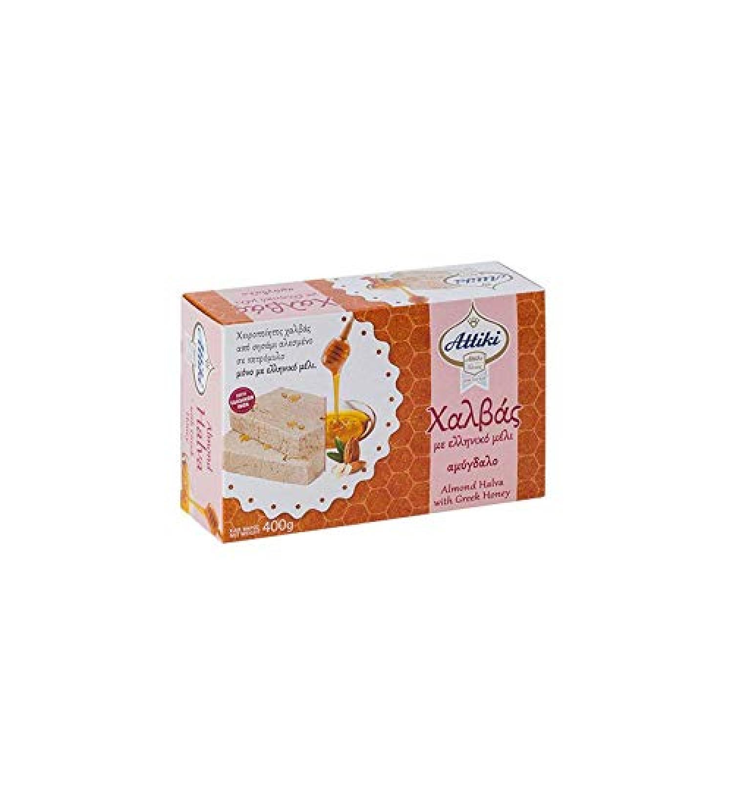 Attiki Greek Halva with Honey 400g/14 oz (Almond)- Sesame Greek Sweets - Buy Online on GoSupps.com