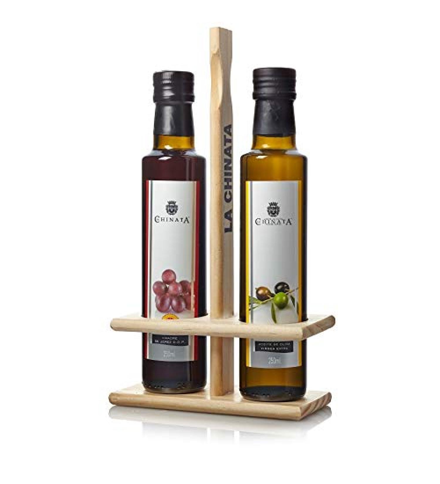 Olive Oil & Vinegar Set (Wood) (2 x 250 ml) - La Chinata
