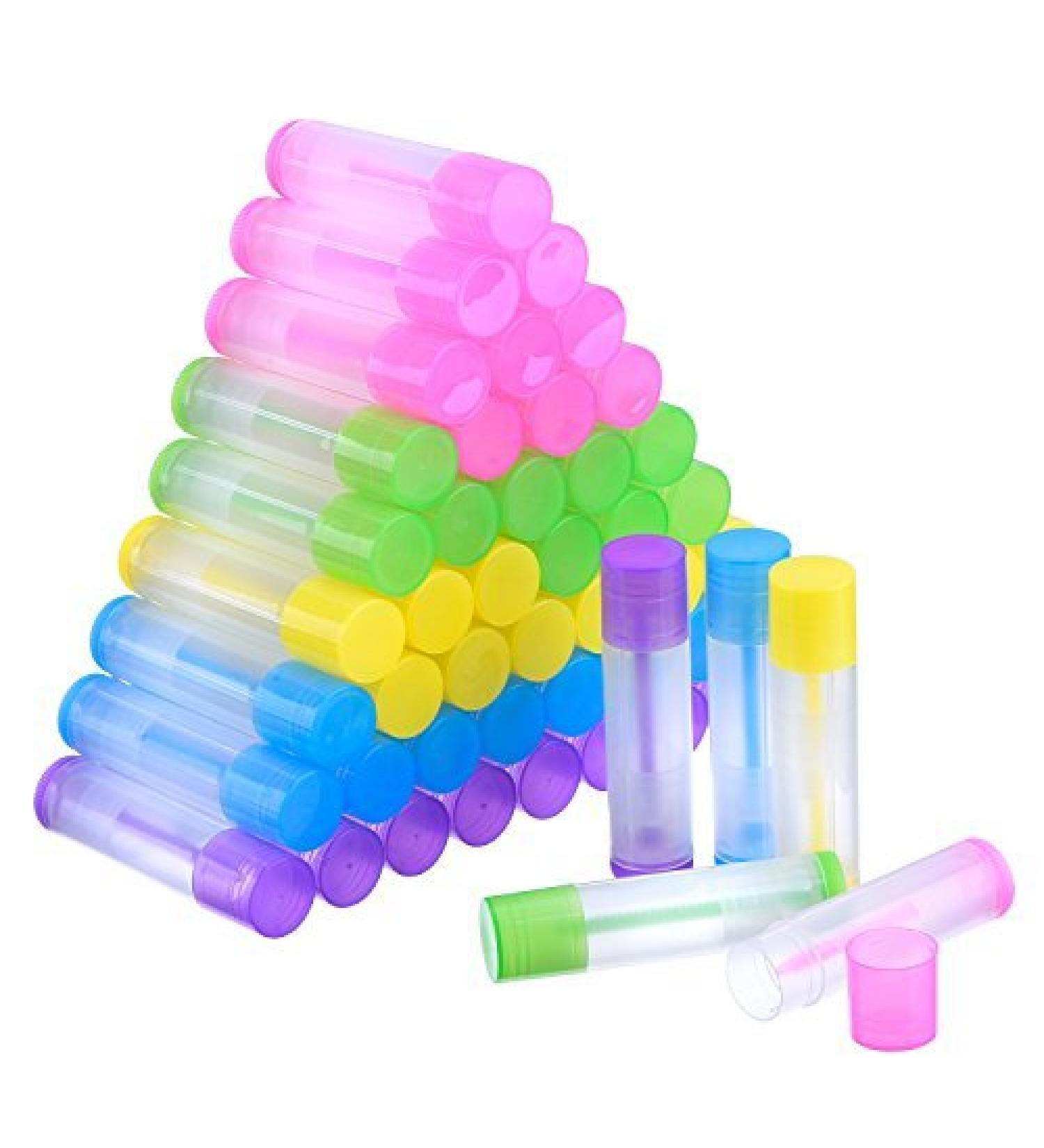50-Pack Lip Balm Empty Clear Tubes with Twist Cap, 3/16 Oz (5.5 ml) - Multicolor - Buy Online on GoSupps.com