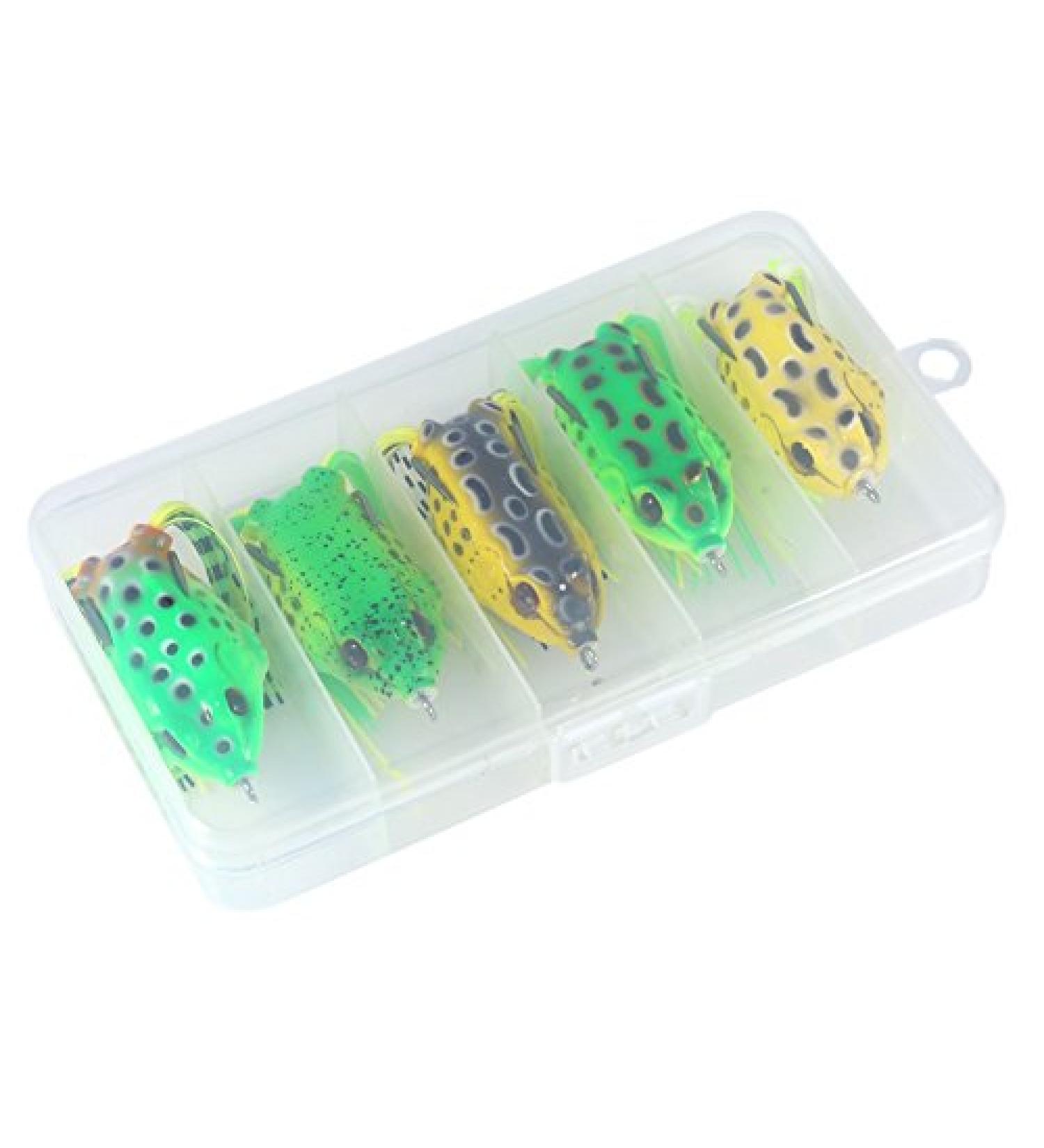 Topwater Frog Lure Set - 5 Soft Fishing Frogs & Tackle Box for Ultimate Fishing Bait Supplies - Buy Online on GoSupps.com
