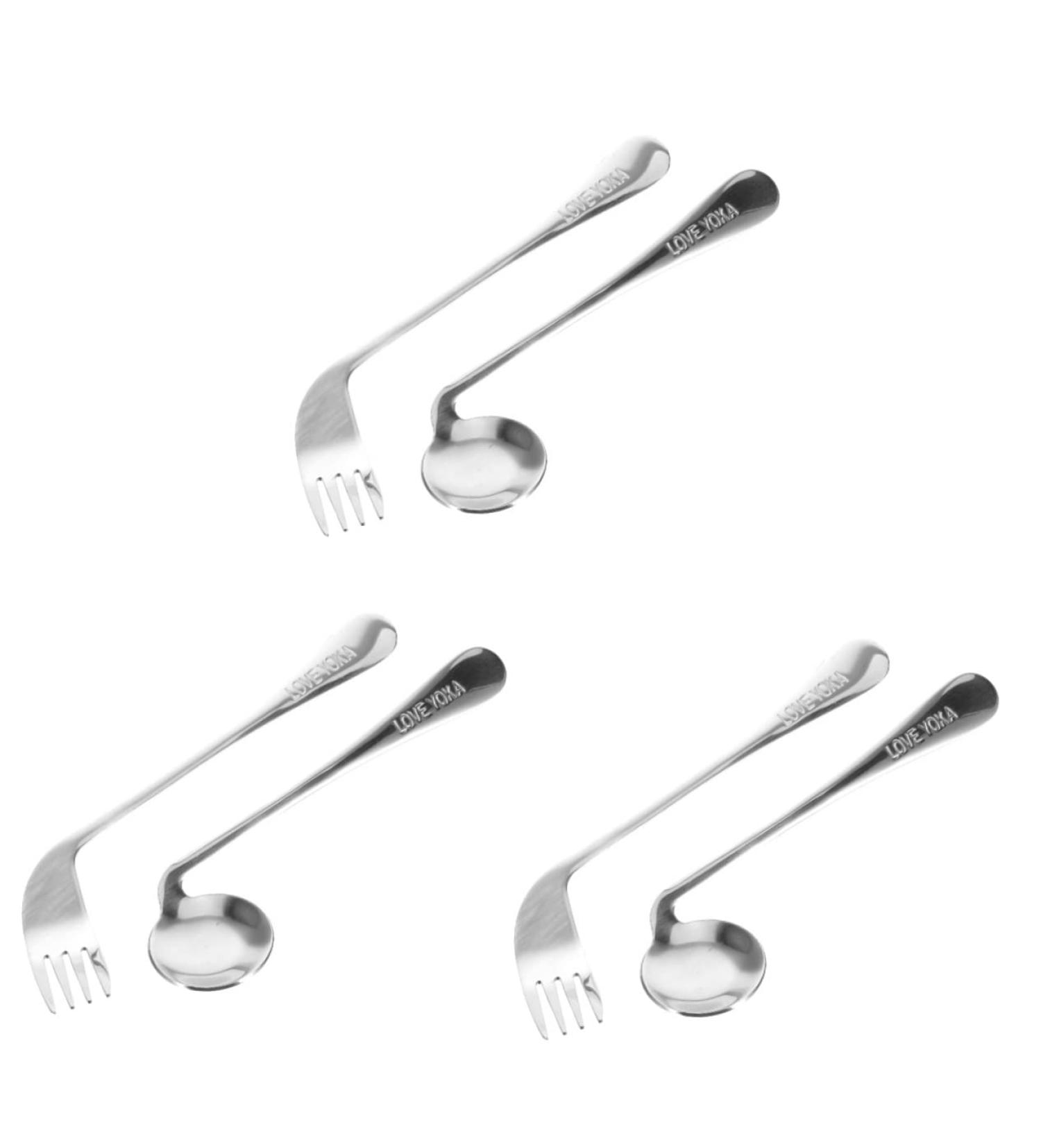 Lurrose Left-Handed Stainless Steel Cutlery Set - 3-Piece Angled Forks for Adaptive Dining | 17x4.5cm - Ideal for Seniors & Salad Serving - Buy Online on GoSupps.com