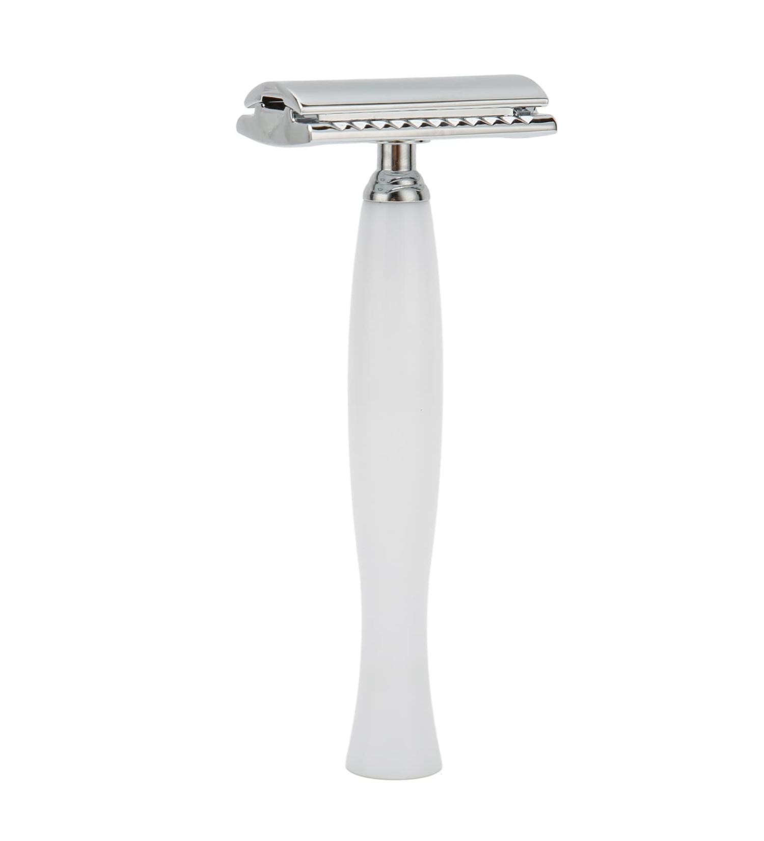 High-Quality White Safety Razor | Durable Manual Shaver for Home Office & Hotel | Safe & Accurate Shaving with Good Grip - Buy Online on GoSupps.com