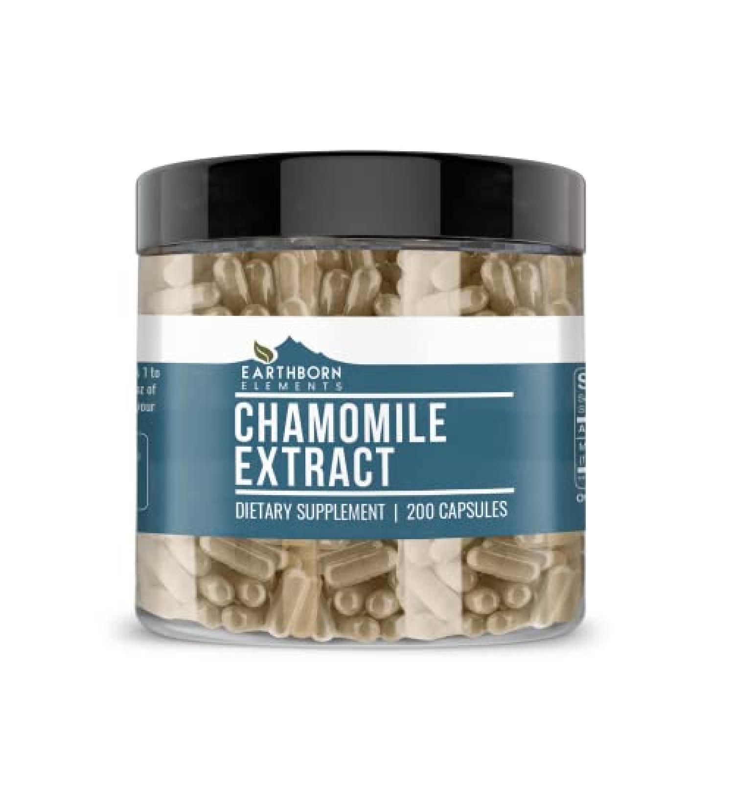 Earthborn Elements Chamomile Extract 200 Capsules - Pure & Undiluted - No Additives - Buy Online on GoSupps.com