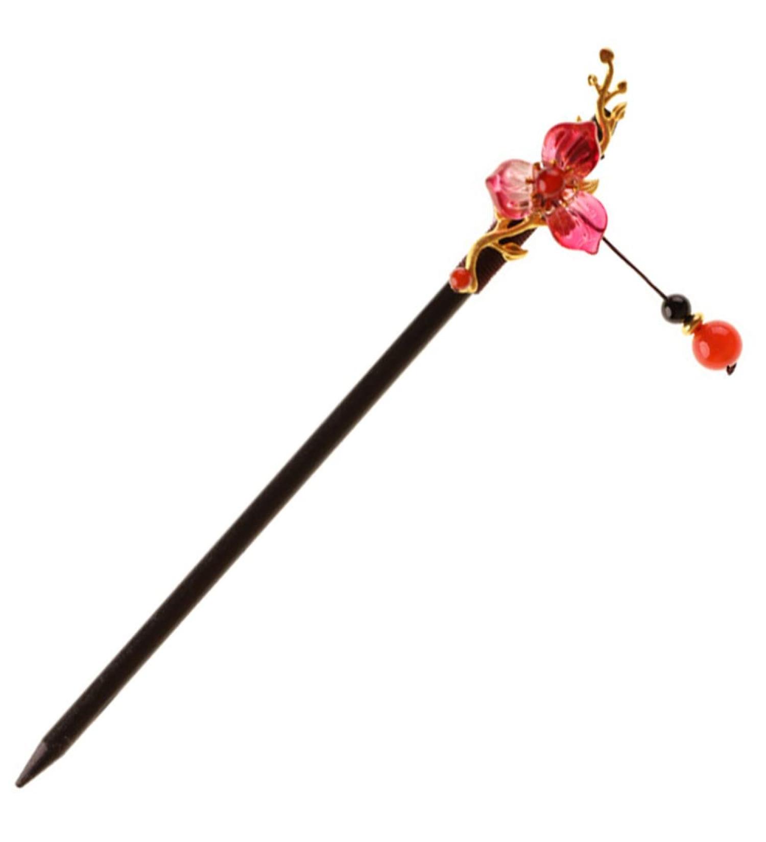 Antique Hairpin Hairpin Headpiece for Women Traditional Hair Sticks Red Hair Accessories for Women Japanese Hair Bride Pin Hair Sticks for Buns Miss China Wood Festive - Buy Online on GoSupps.com