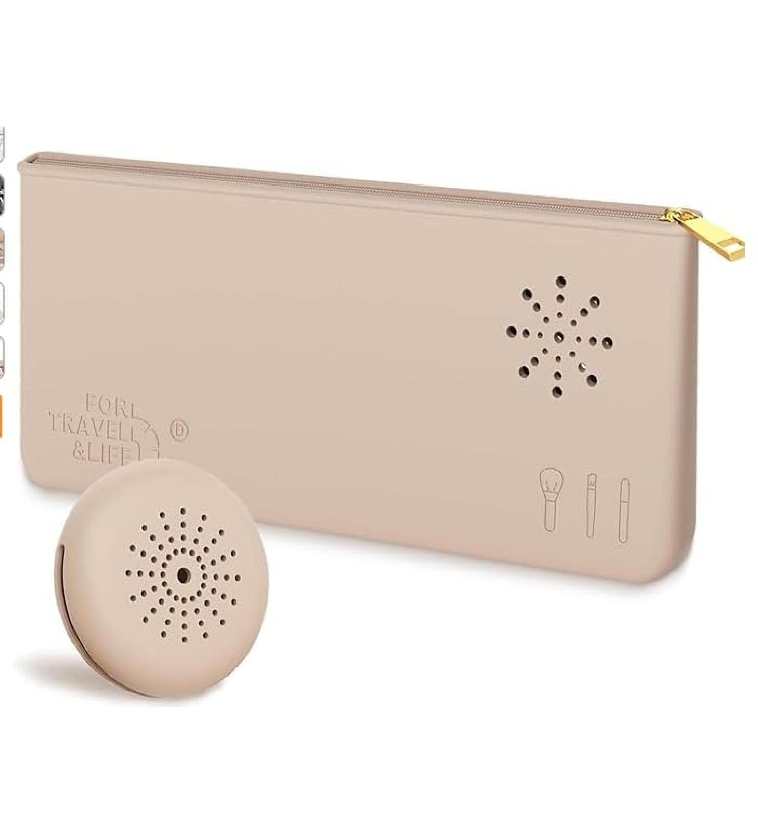 Make Up Brush Storage 2 Pieces Silicone Makeup Brush Holder Silicone Sponge Holder Khaki Portable Organiser with Zip Easy to Clean for Travel Brush Cosmetic Bag