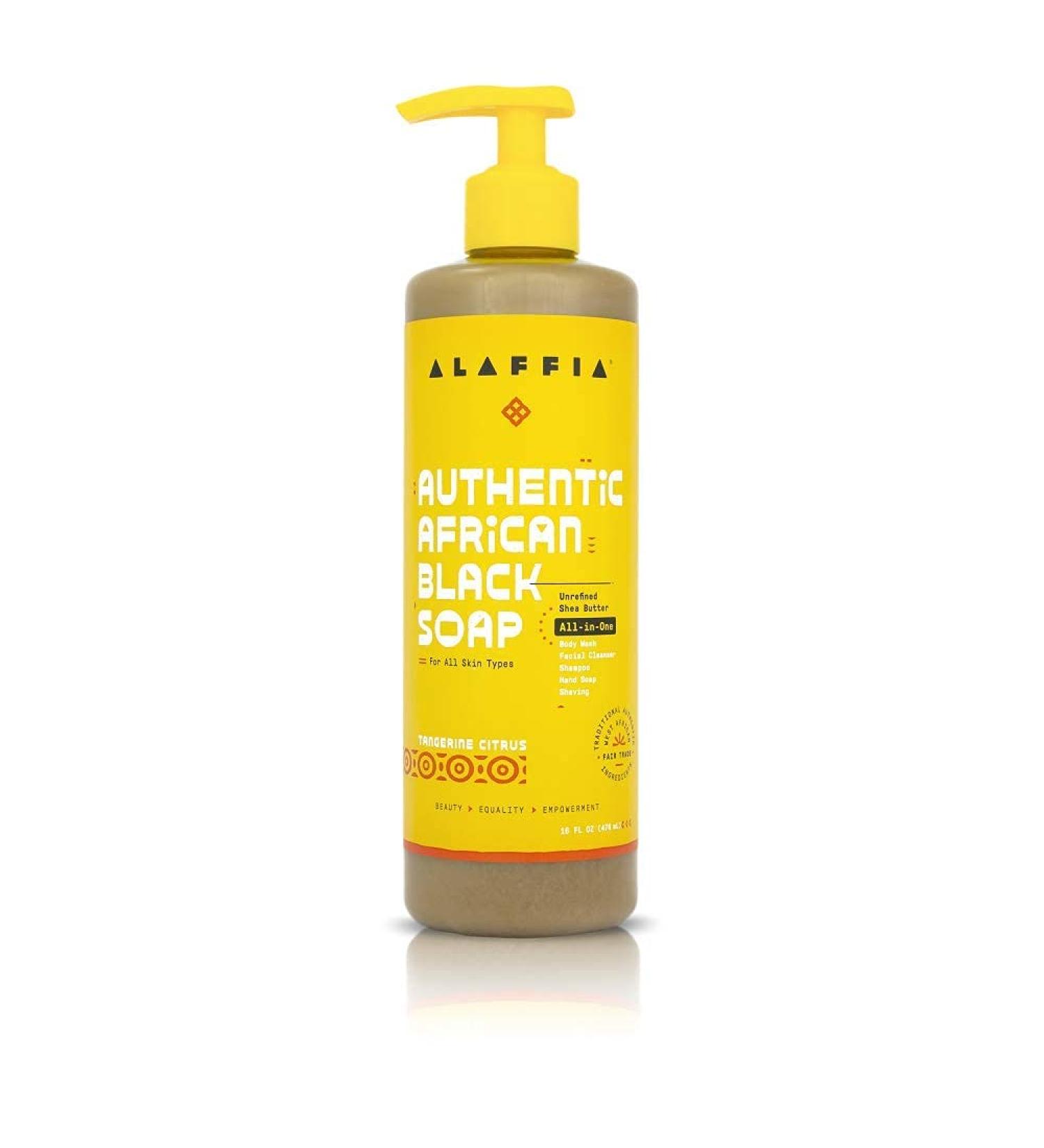 Alaffia Authentic African Black Soap - Tangerine Citrus 16 fl oz | Natural Skincare - Buy Online on GoSupps.com
