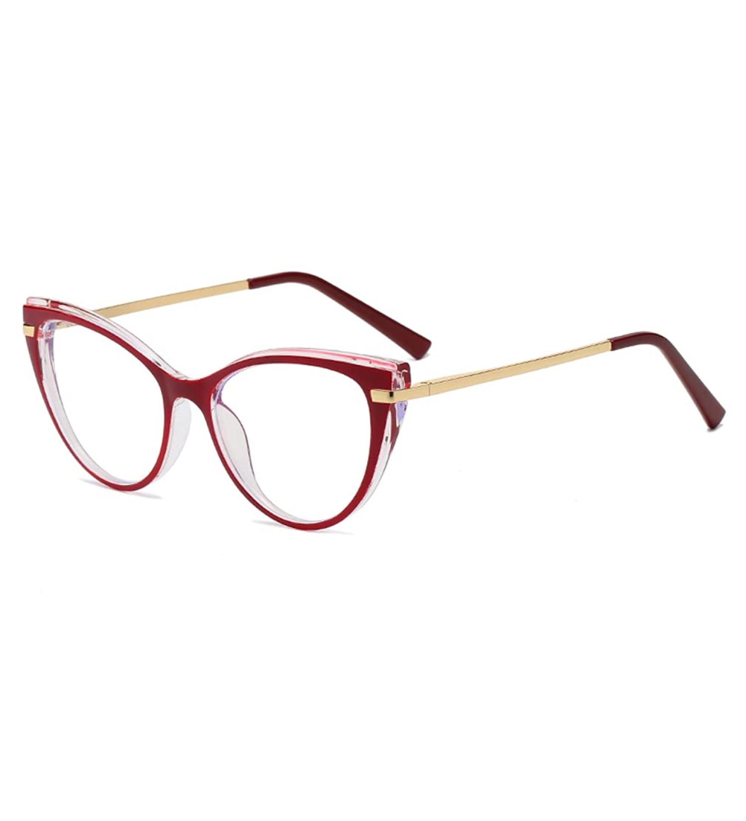 Women's Blue Light Blocking Cat Eye Glasses - LJCZKA Anti Eye Strain Computer Eyeglasses with Clear Frame in Red - Buy Online on GoSupps.com