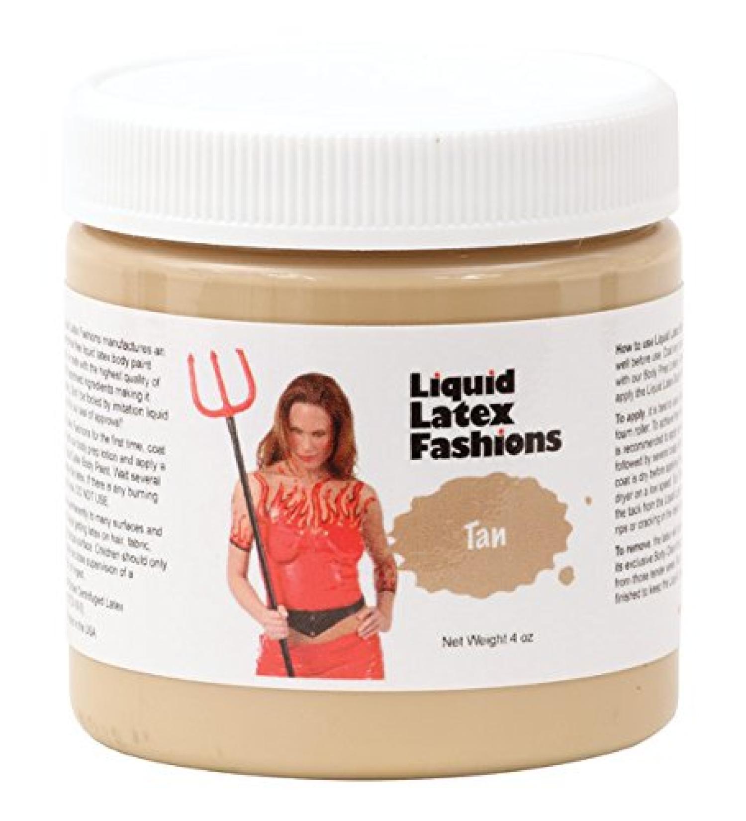 Tan 4 Oz - Liquid Latex Body Paint  Ammonia Free No Odor  Easy On and Off  Cosplay Makeup  Creates Professional Monster  Zombie Arts