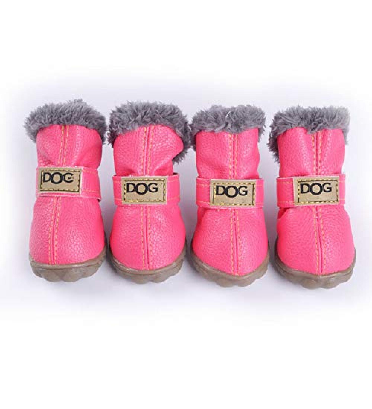 Pihappy Warm Winter Dog Boots XS Pink - Skidproof Snowman Paw Protectors 4PCS - Buy Online on GoSupps.com