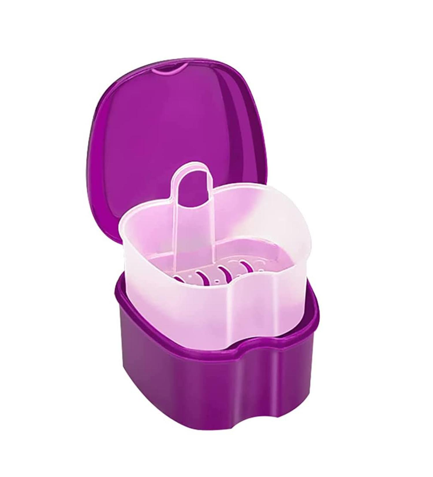 Denture Bath Case Orthodontic Dental Retainer Box Plastic False Teeth Bath Box Denture Cleanning Set Container Soaking Denture Bath for Storing Soaking Dentures Cleaning Box with Filter(Purple) - Buy Online on GoSupps.com