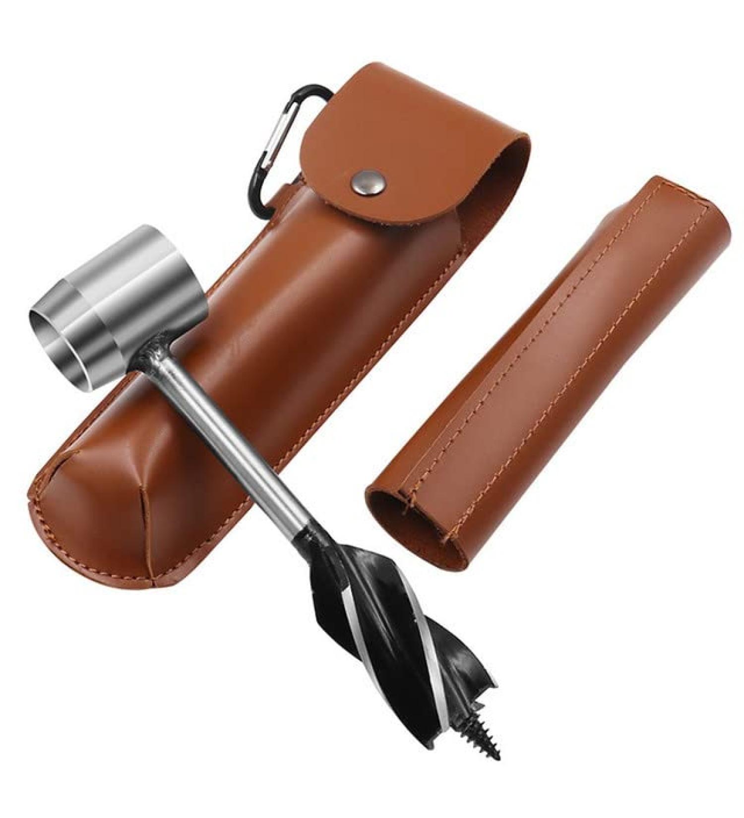 Bushcraft Survival Tool: Baowox Hand Auger Wrench for Settlers - Outdoor Wood Peg and Hole Maker with Holster (Brown) - Buy Online on GoSupps.com