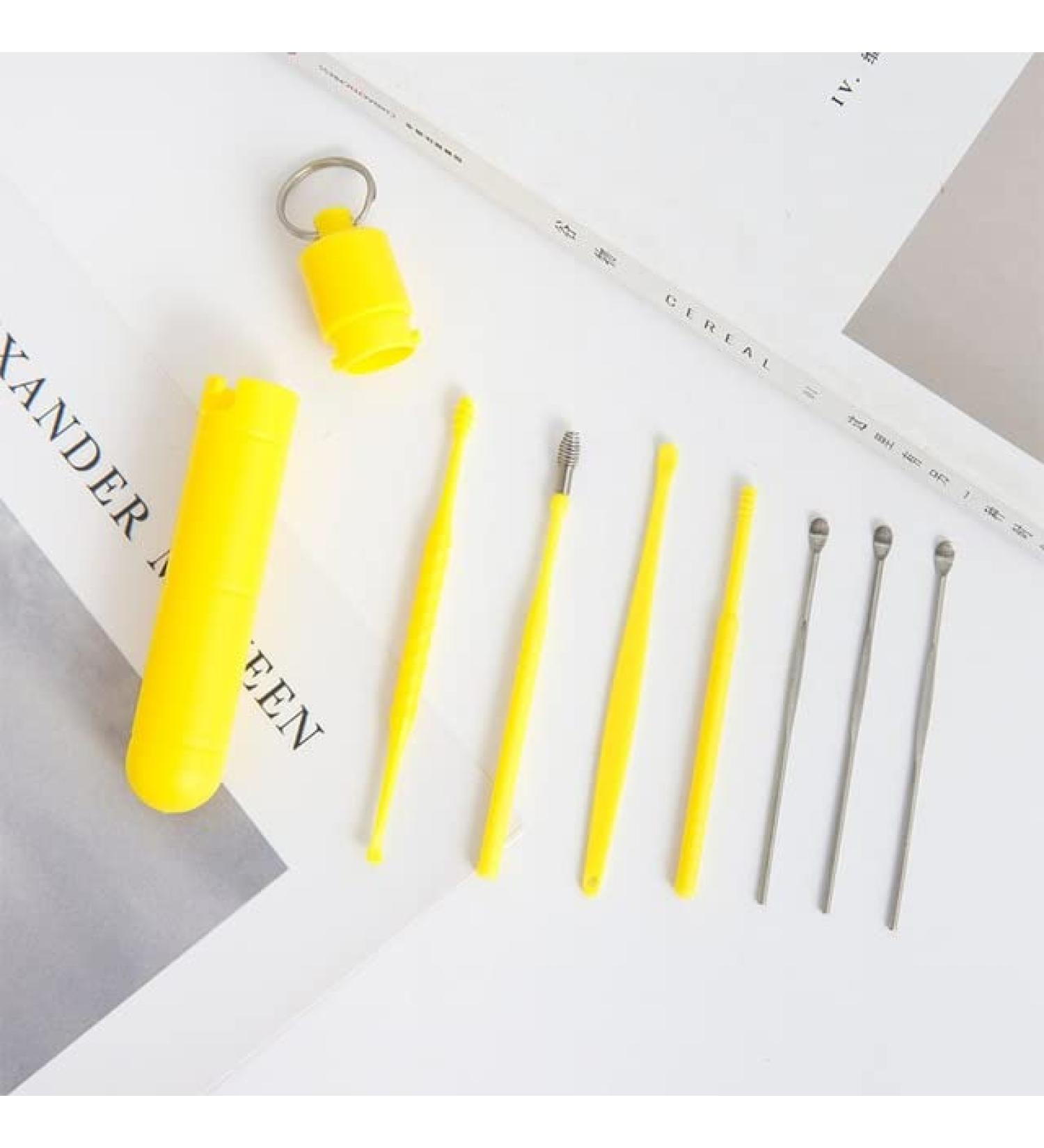 Portable Reusable Ear Pick Cleanser - Yellow Earwax Removal Tool | Spring Spoon Design | ABS Ear Cleaner for Ear Cleaning and Wax Removal - Buy Online on GoSupps.com