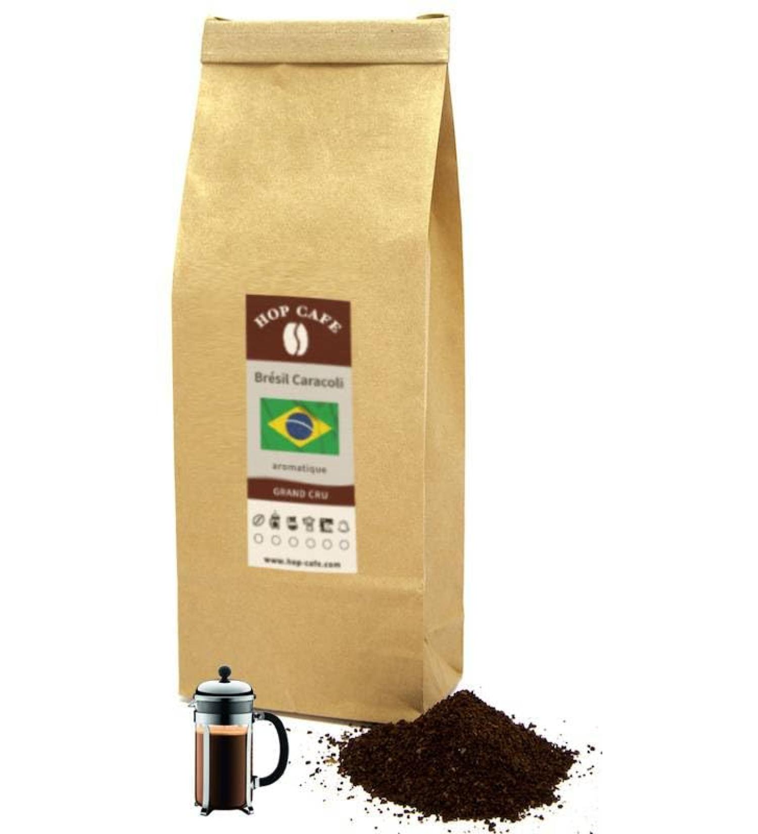 HOP CAFE Ground Coffee for Piston Coffee Maker - Brazil Caracoli - medium_roast - 250g