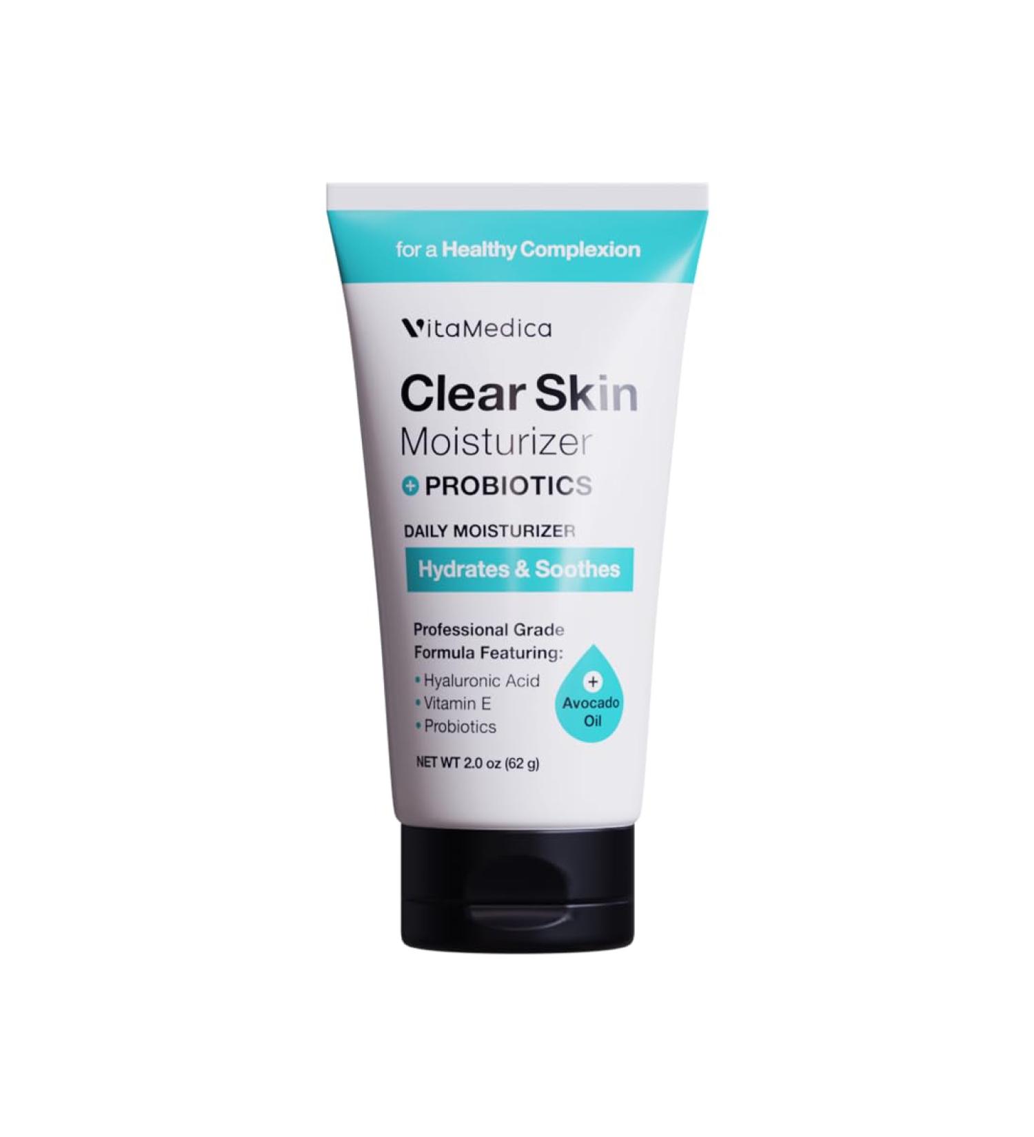 VitaMedica Clear Skin Probiotic Moisturizer - Hydrating Water-Based Gel Cream with Hyaluronic Acid & Squalane for Clear Skin - Buy Online on GoSupps.com
