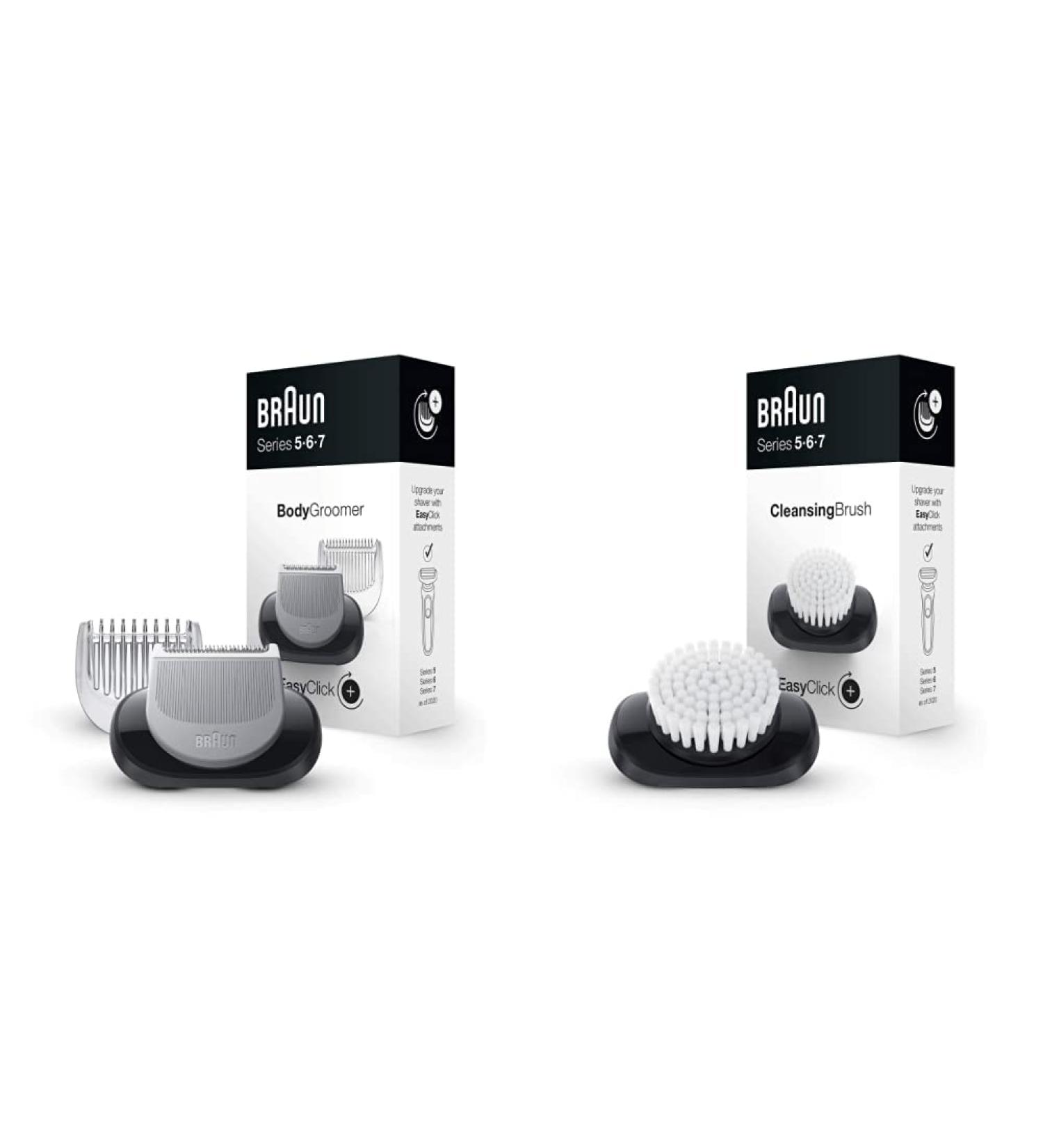 Braun EasyClick Bodygroomer & Face Cleaning Brush Attachment Bundle for Series 5 6 & 7 Electric Shavers - Compatible 2020 Models - Buy Online on GoSupps.com