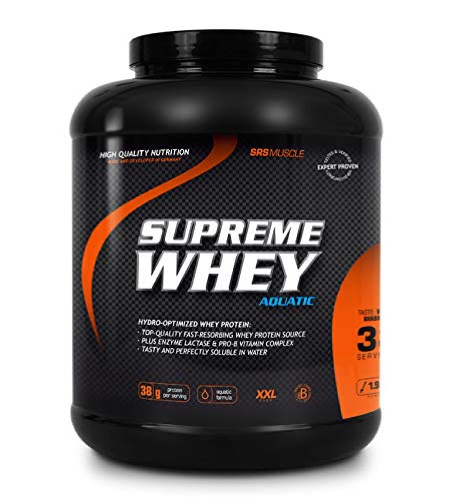 SRS Muscle - Supreme Whey XXL 1 900 g black currant |Hydro-Optimized Whey Protein |For water |With enzyme lactase and pro-B vitamins |Aspartam -free |German premium quality