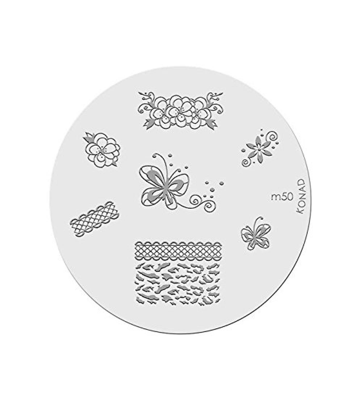 Konad Sealing Plates for Manicure Flowers/Butterflies/Lace M50