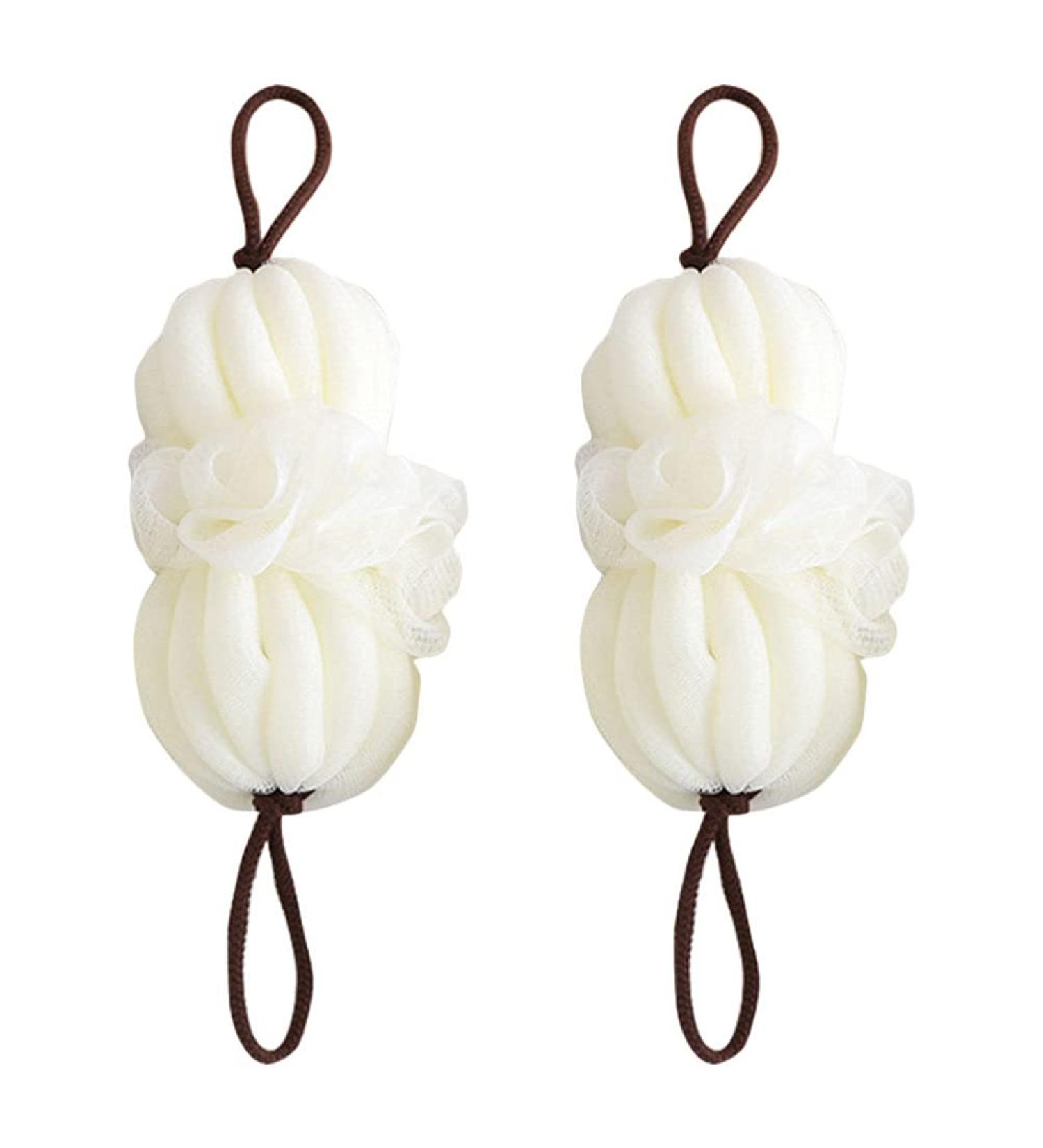 Uonlytech 2pcs Bath Ball & Loofah - Soft White Sponge for Exfoliating Cleansing & Showering | Body Washing Brush & Towel - Buy Online on GoSupps.com