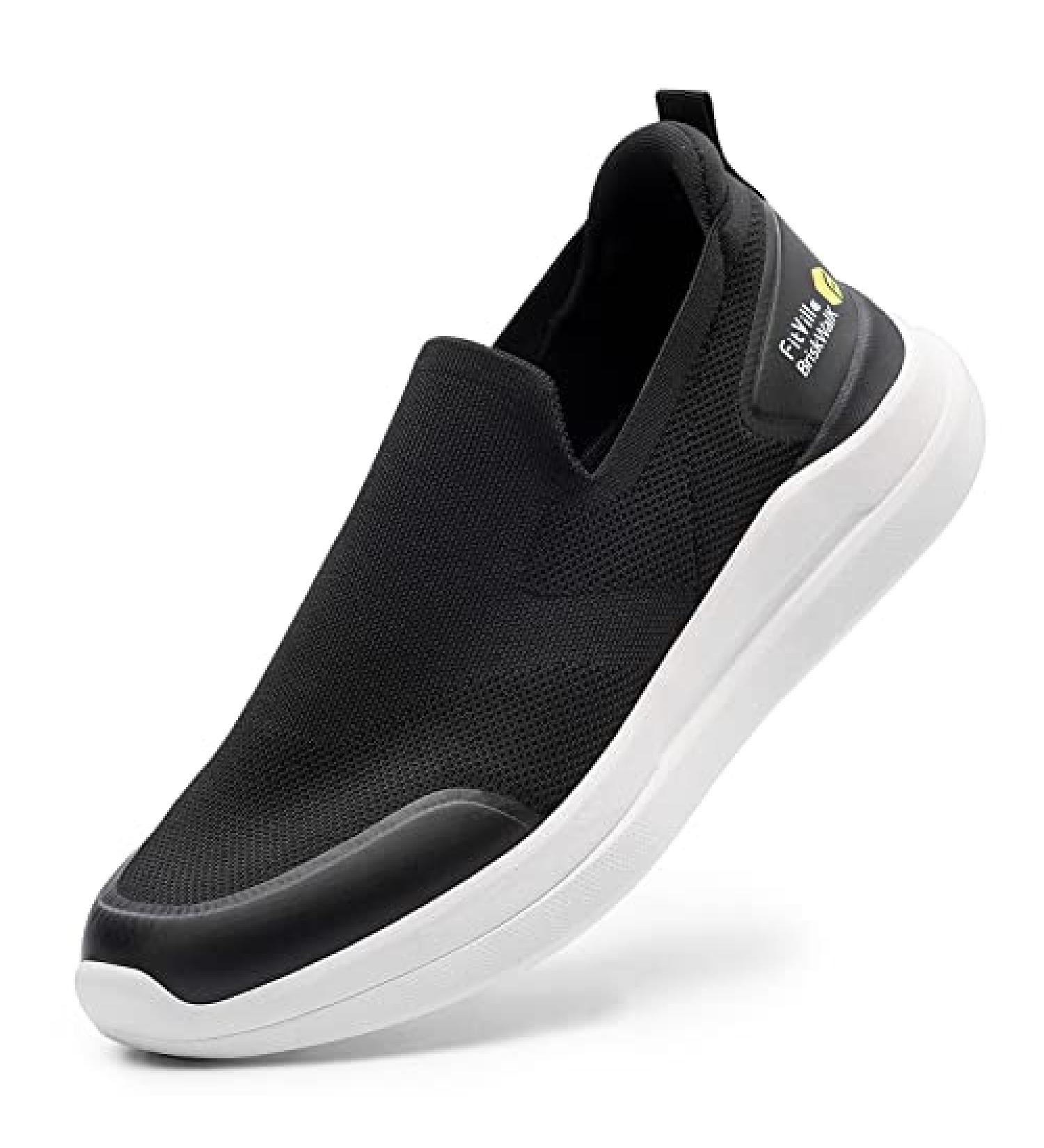 FitVille Plantar Fasciitis Shoes for Men - BriskWalk 10.5 Wide Black & White - Orthopedic Foot Pain Relief - Buy Online on GoSupps.com