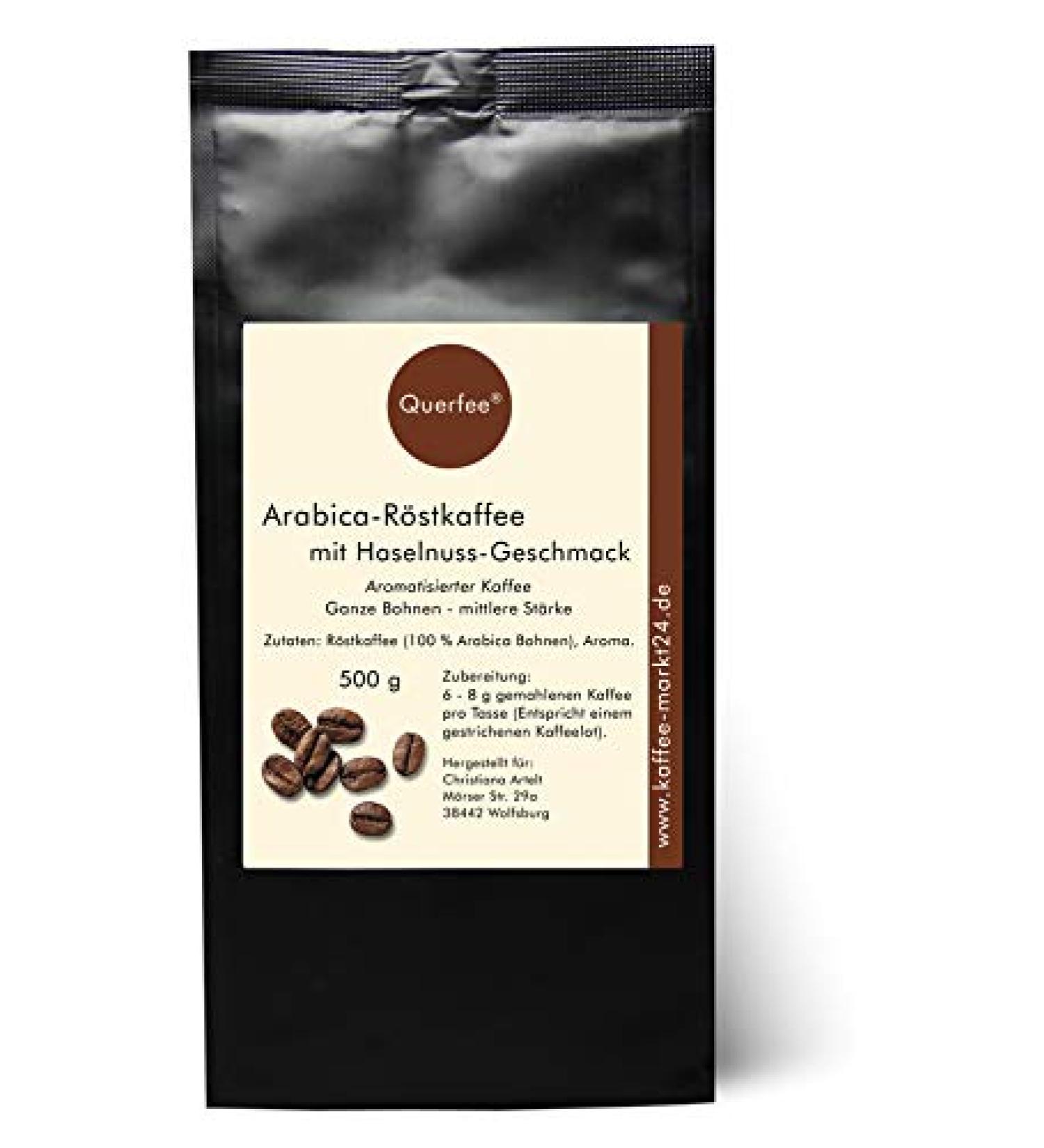 teemarkt24 Flavored coffee hazelnut whole beans Roasted with love with hazelnut flavor 500 g