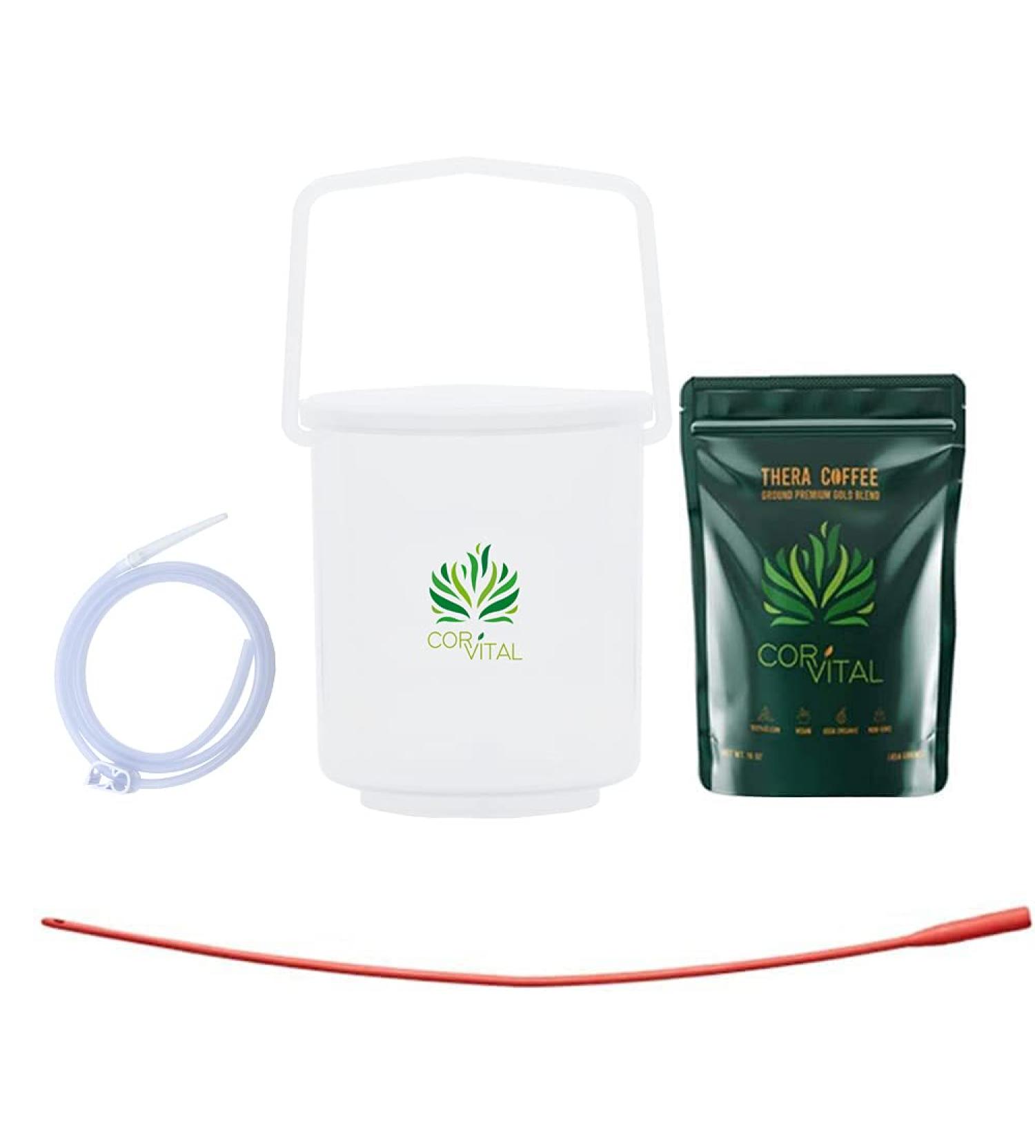 Organic Coffee Enema Kit for Colon Cleanse - Complete Set with BPA Free Bucket & Red Tube | Effective Enemas for Constipation | Home Enema Kit - Buy Online on GoSupps.com