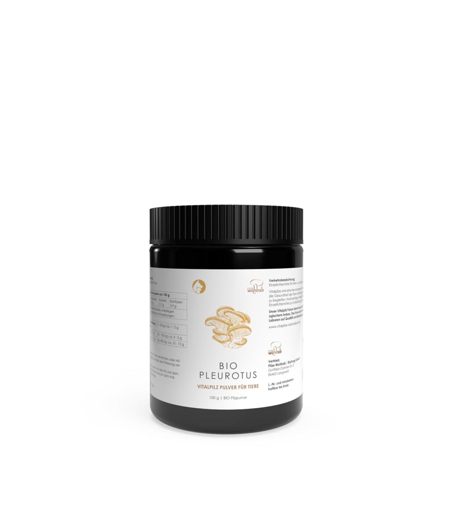 Organic Pleurotus Powder for Animals - Microfine Oyster Mushrooms 100g | Highest Quality Vital Mushrooms | Wohlrab - Buy Online on GoSupps.com