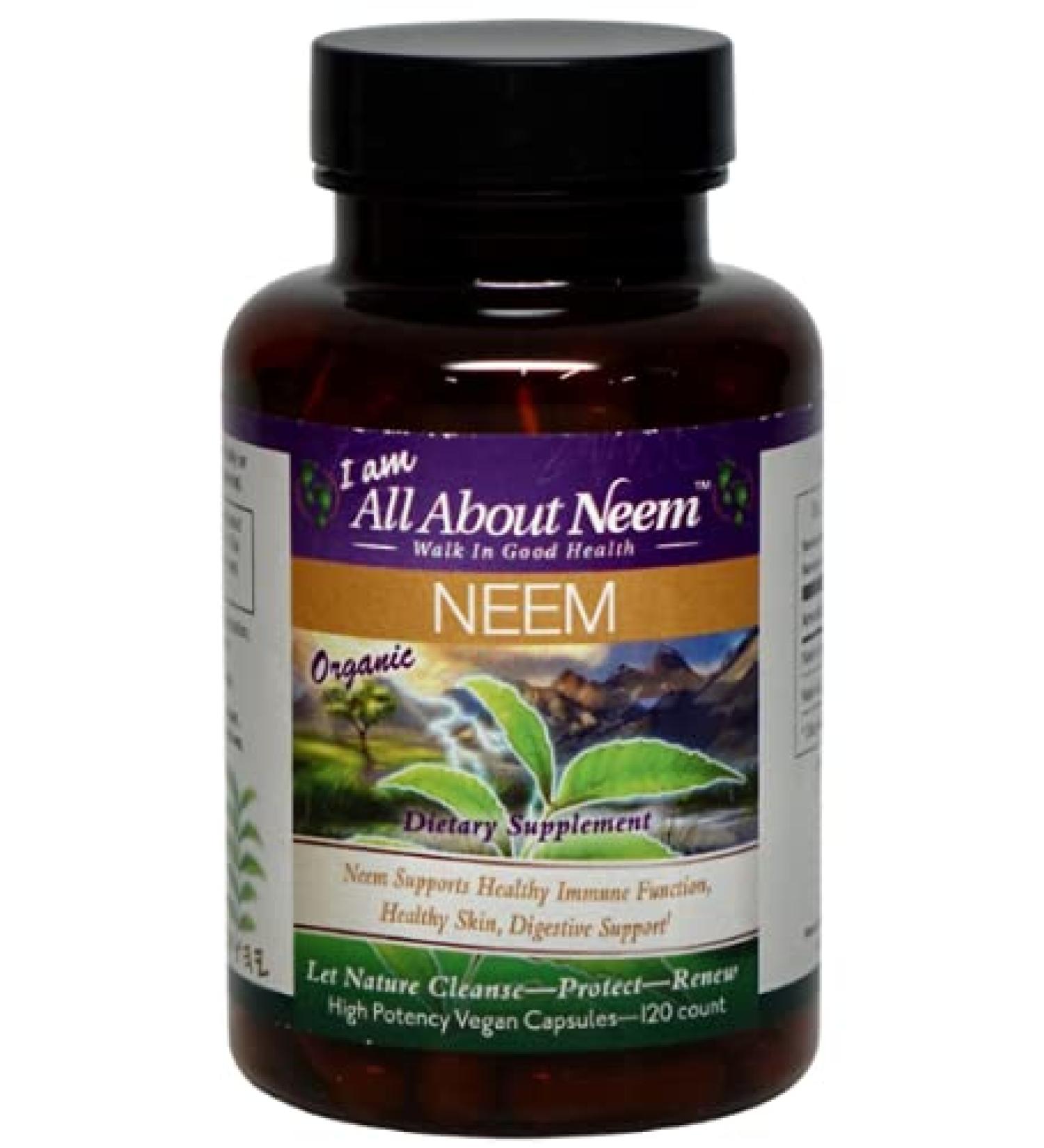 Organic Neem Leaf Capsules - 120 Count | 1500mg High Potency with Neem Leaf Extract - Buy Online on GoSupps.com