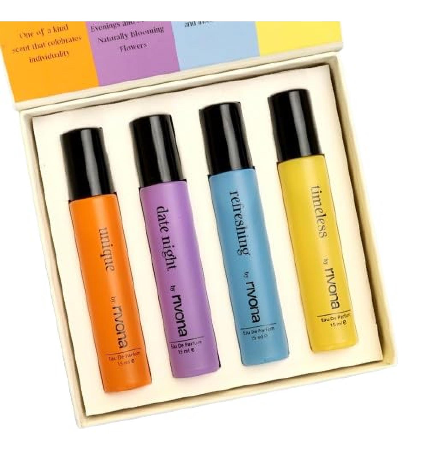 Riv'ona Versatile Floral Perfume Gift Set For Men & Women | Fragrances Perfume Set | Long Lasting Eau De Parfum Fragrance | Pack Of 4 X 15Ml | 60ml (2.02 Fl Oz) - Buy Online on GoSupps.com