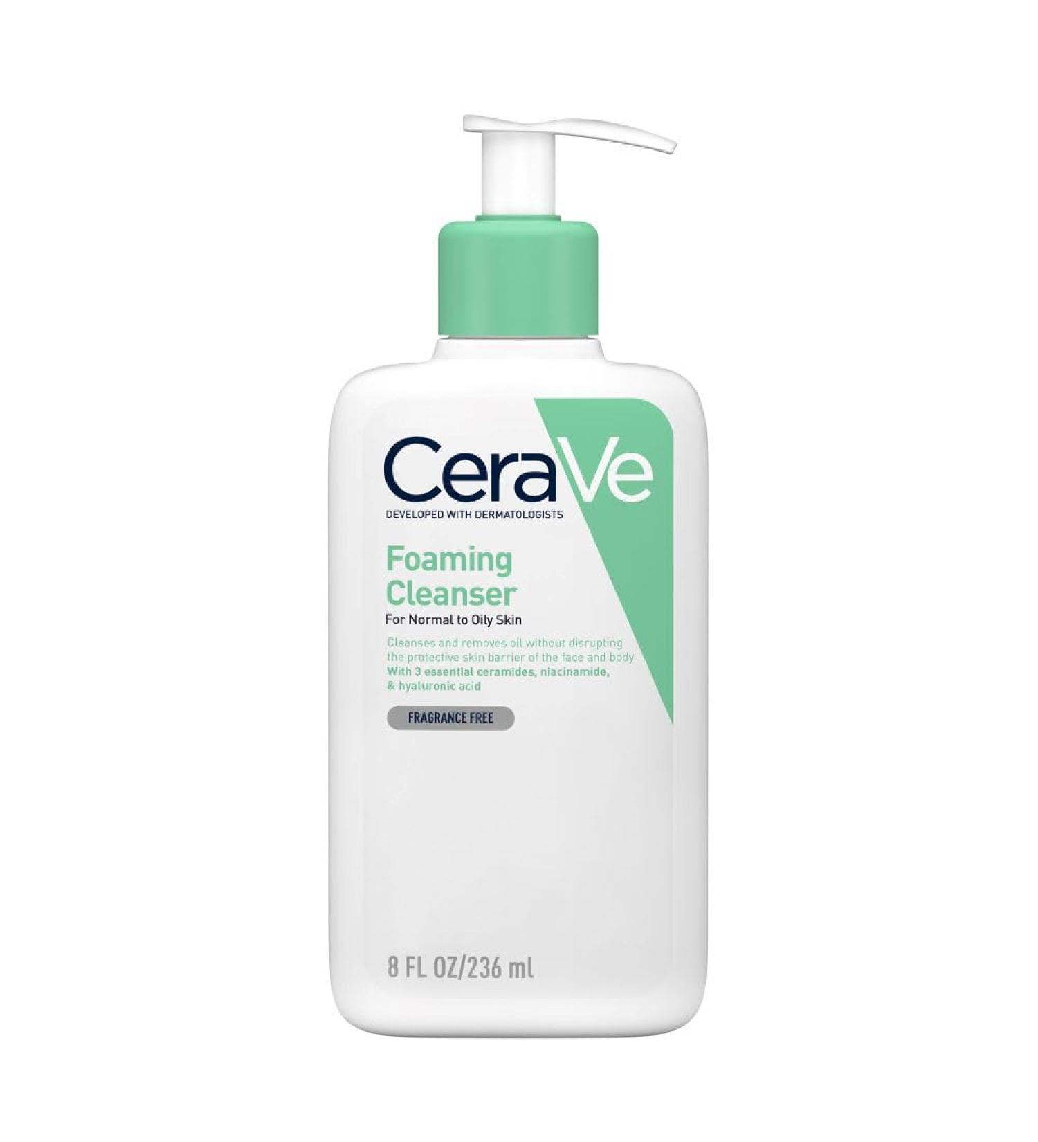CeraVe Foaming Cleanser for Normal to Oily Skin 236ml with Niacinamide and 3 Essential Ceramides 236 ml (Pack of 1) - Buy Online on GoSupps.com