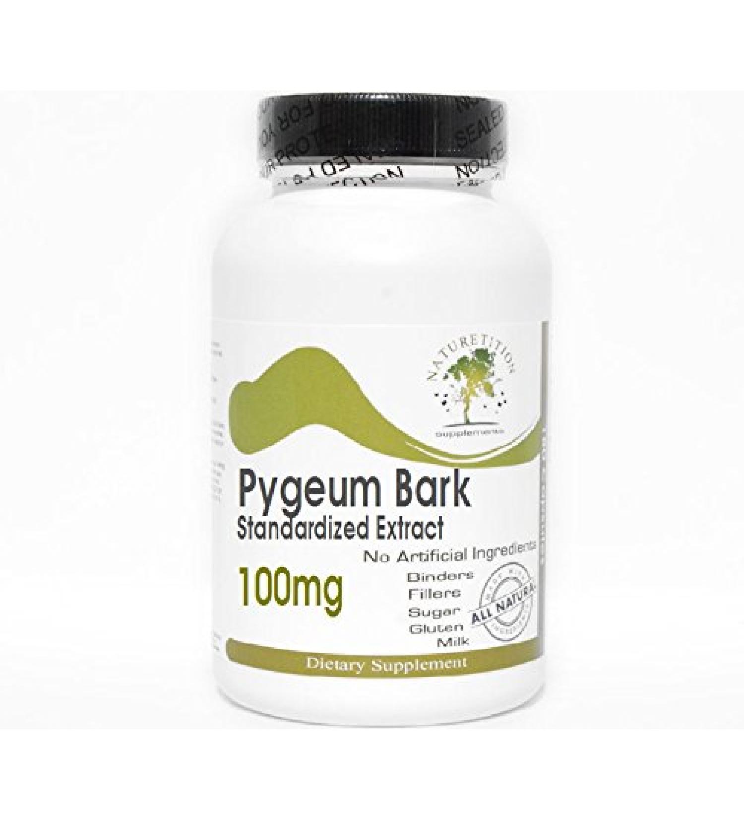 Pygeum Bark Standardized Extract 100mg 12% Phytosterols 100 Capsules - No Additives Naturetition Supplements