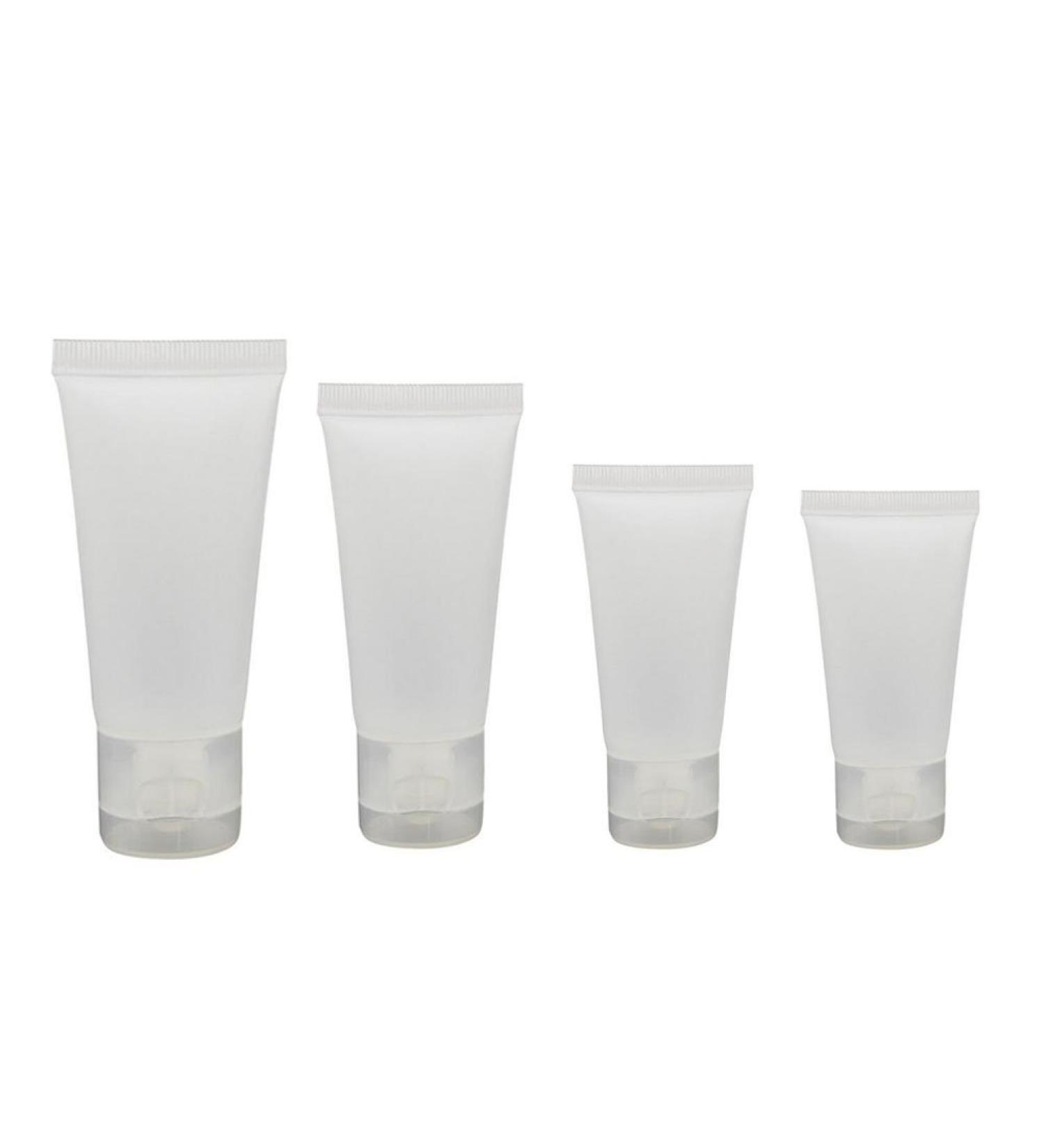 20 Pack Transparent Soft Plastic Sample Tubes | 50ml Refill Bottles for Cosmetics Shampoo Lotion & Shower Gel - Ideal for Travel & Packaging - Buy Online on GoSupps.com
